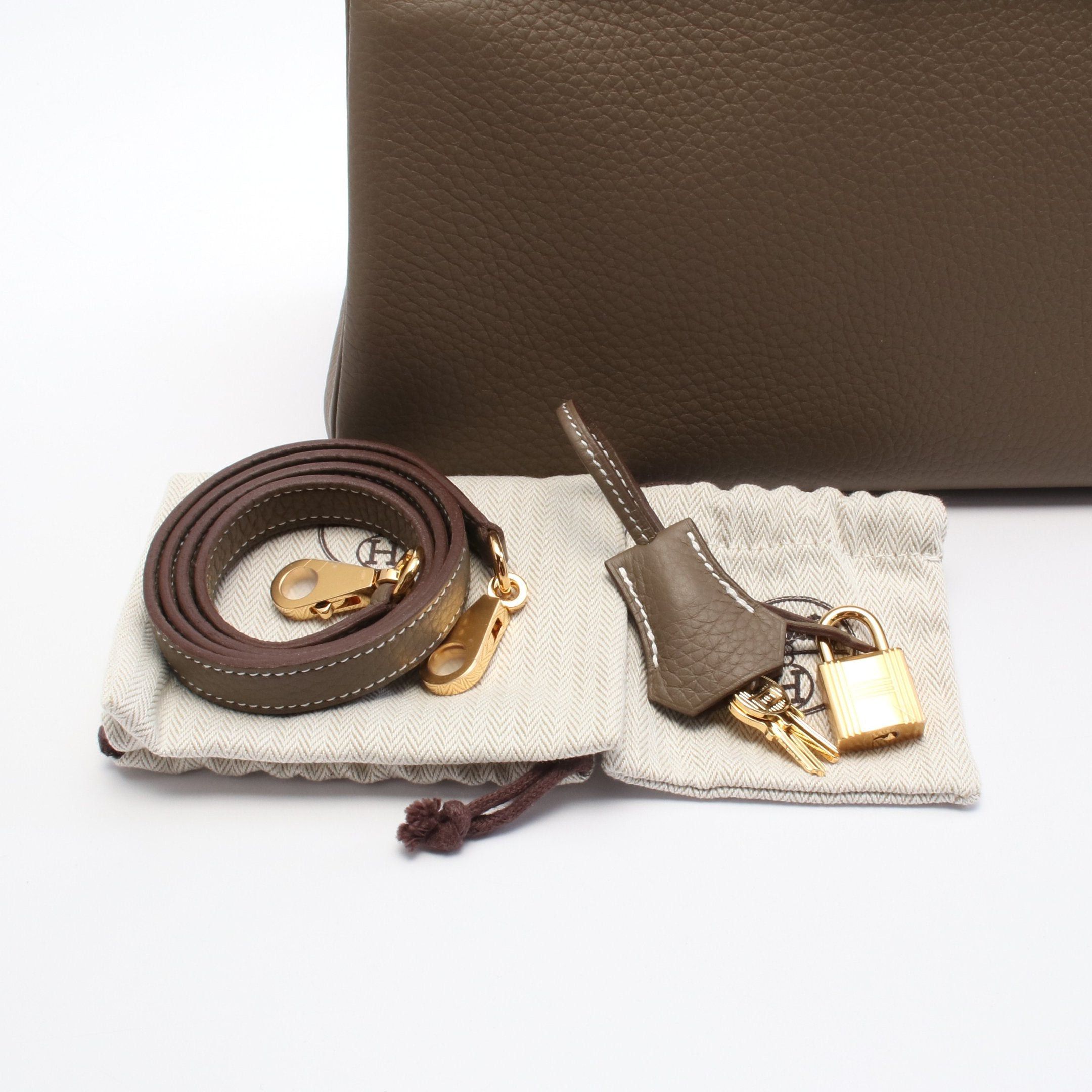 Hermes Hermes Kelly28 Etoupe Handbag Clemence Leather Gray Brown Gold Hardware Inner Stitch Double Engraved Size ONE SIZE - 6 Thumbnail