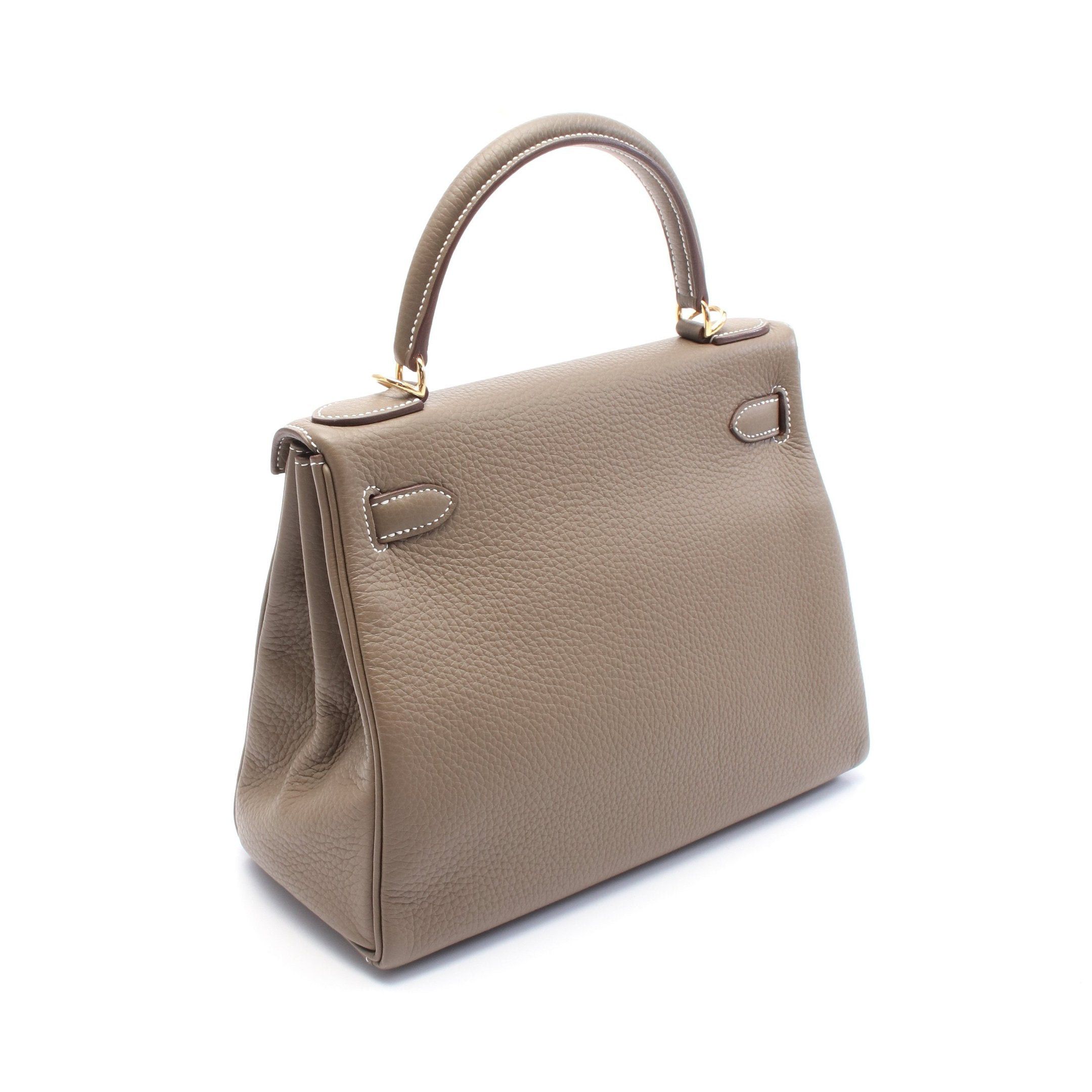 Hermes Hermes Kelly28 Etoupe Handbag Clemence Leather Gray Brown Gold Hardware Inner Stitch Double Engraved Size ONE SIZE - 2 Thumbnail