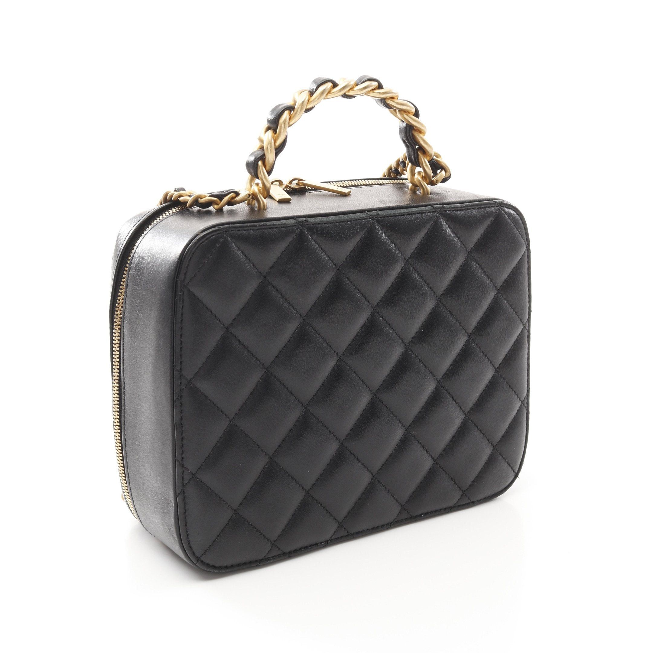Chanel Chanel Matelasse Top Handle Chain Shoulder Bag Lambskin Black Gold Hardware Size ONE SIZE - 2 Thumbnail