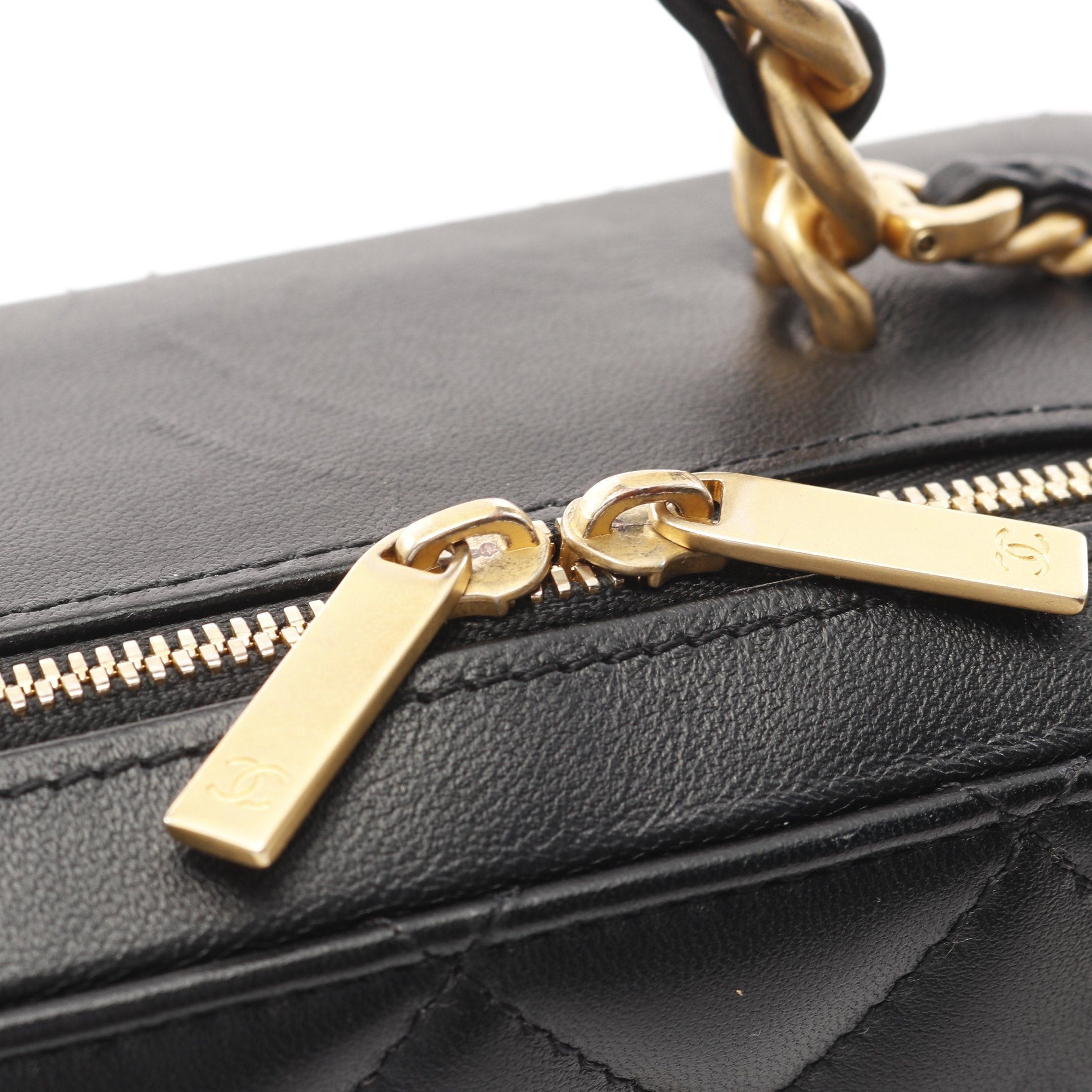 Chanel Chanel Matelasse Top Handle Chain Shoulder Bag Lambskin Black Gold Hardware Size ONE SIZE - 9 Thumbnail