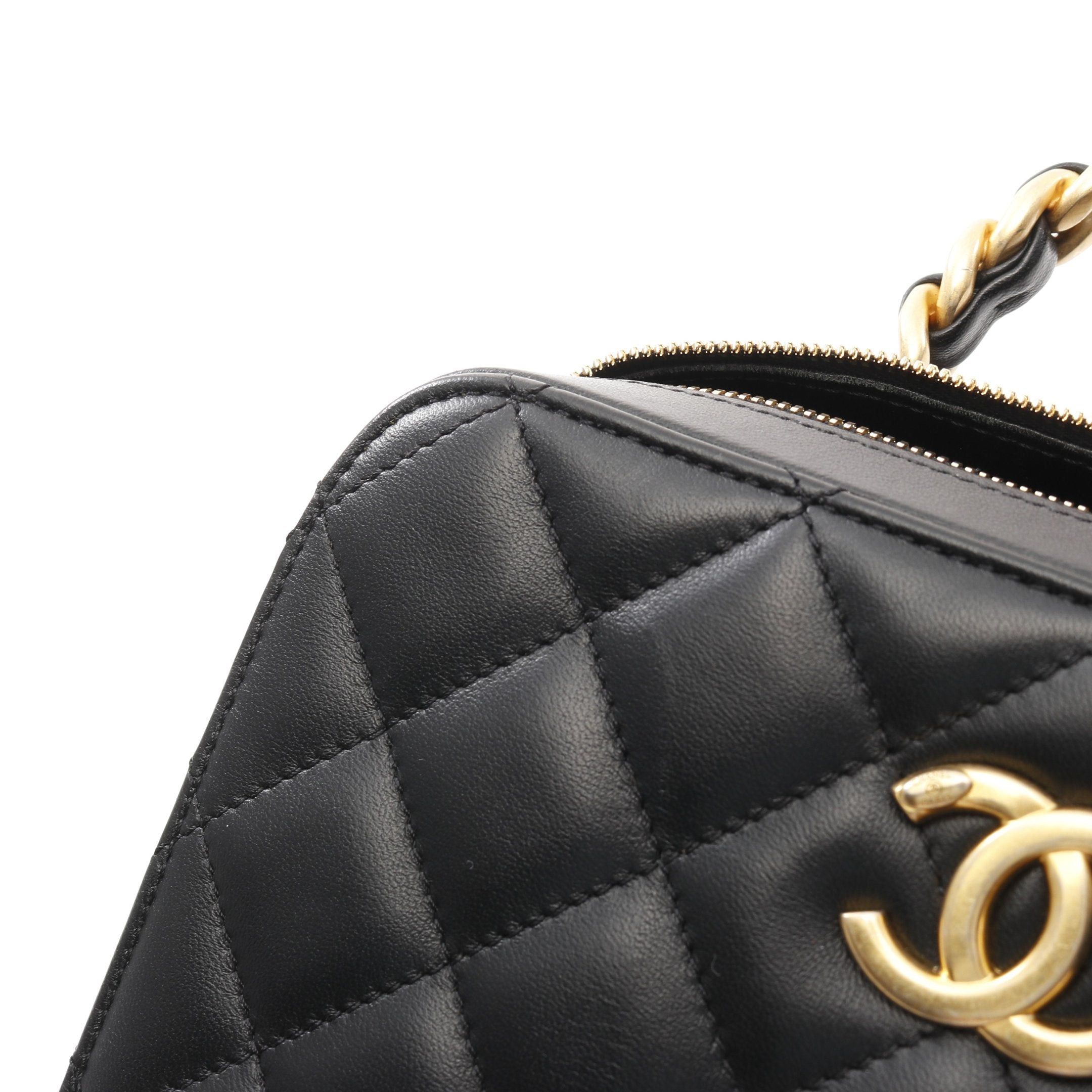 Chanel Chanel Matelasse Top Handle Chain Shoulder Bag Lambskin Black Gold Hardware Size ONE SIZE - 10 Thumbnail