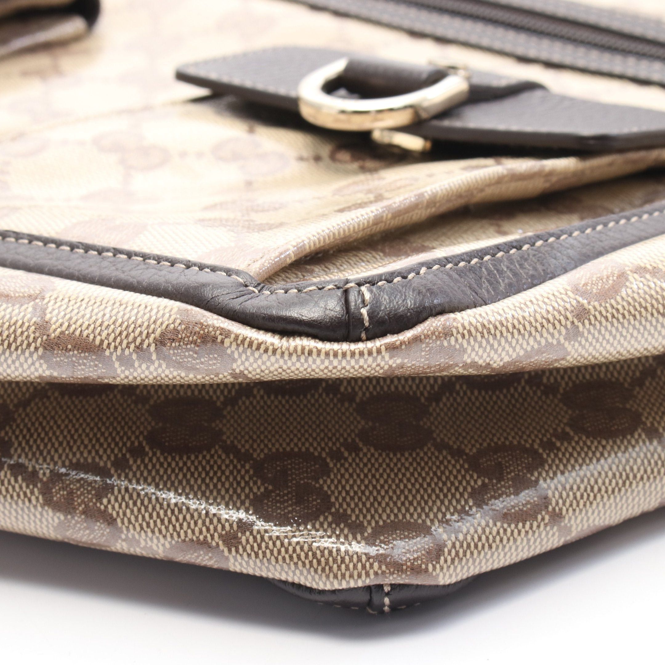 Gucci Gucci Abby Gg Crystal Shoulder Bag Tote Coated Canvas Leather Beige Brown Size ONE SIZE - 7 Thumbnail
