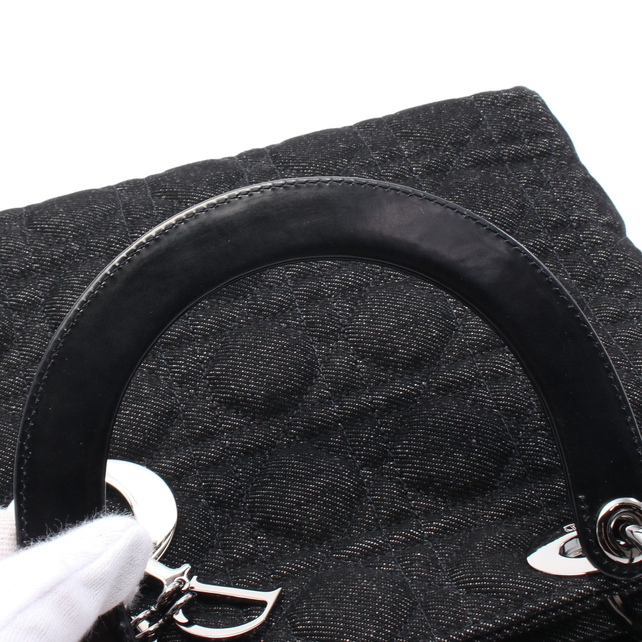 Dior Dior Lady Dior Handbag Denim Leather Black Size ONE SIZE - 5 Thumbnail