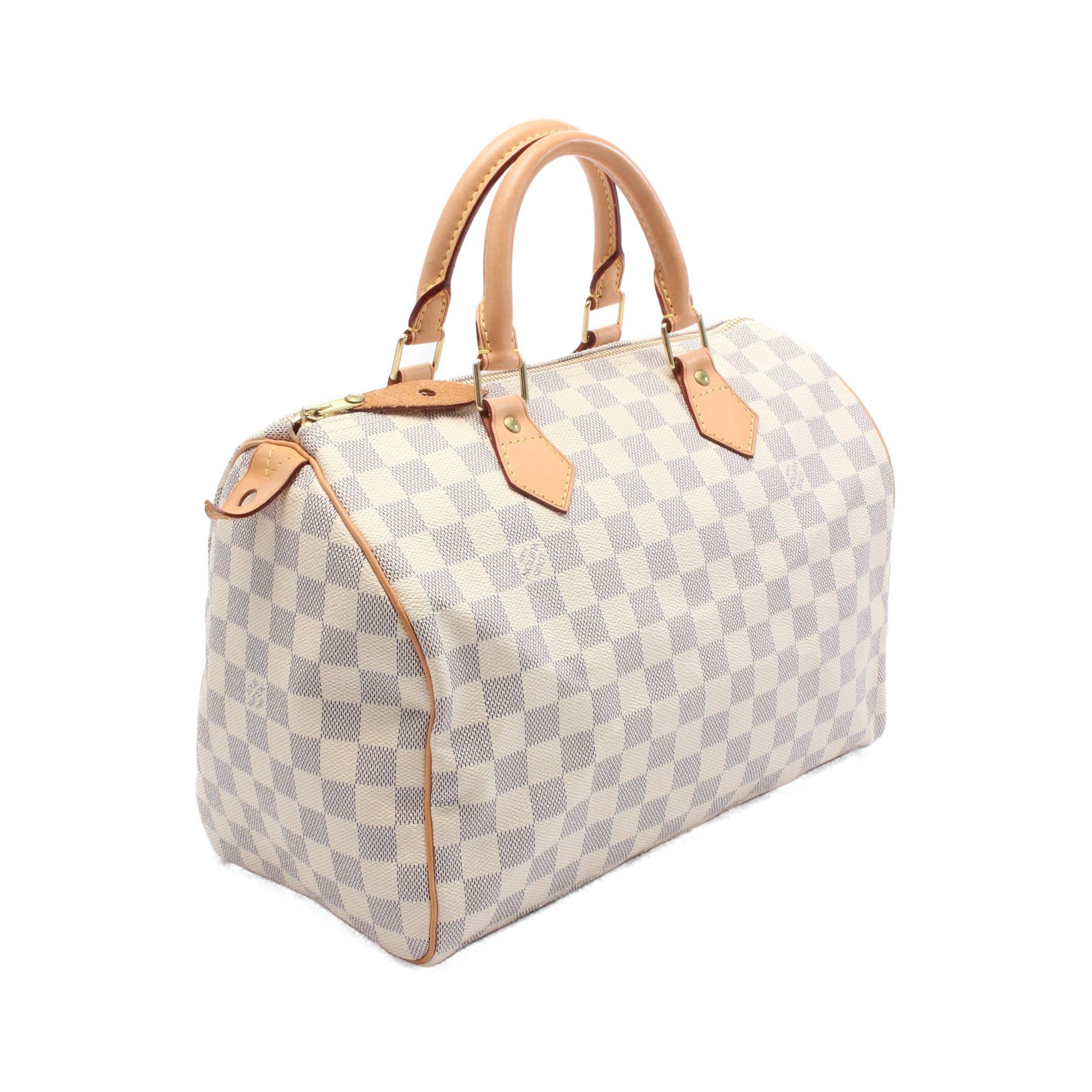 Louis Vuitton Louis Vuitton Speedy 30 Damier Azur Handbag Leather White Size ONE SIZE - 2 Thumbnail