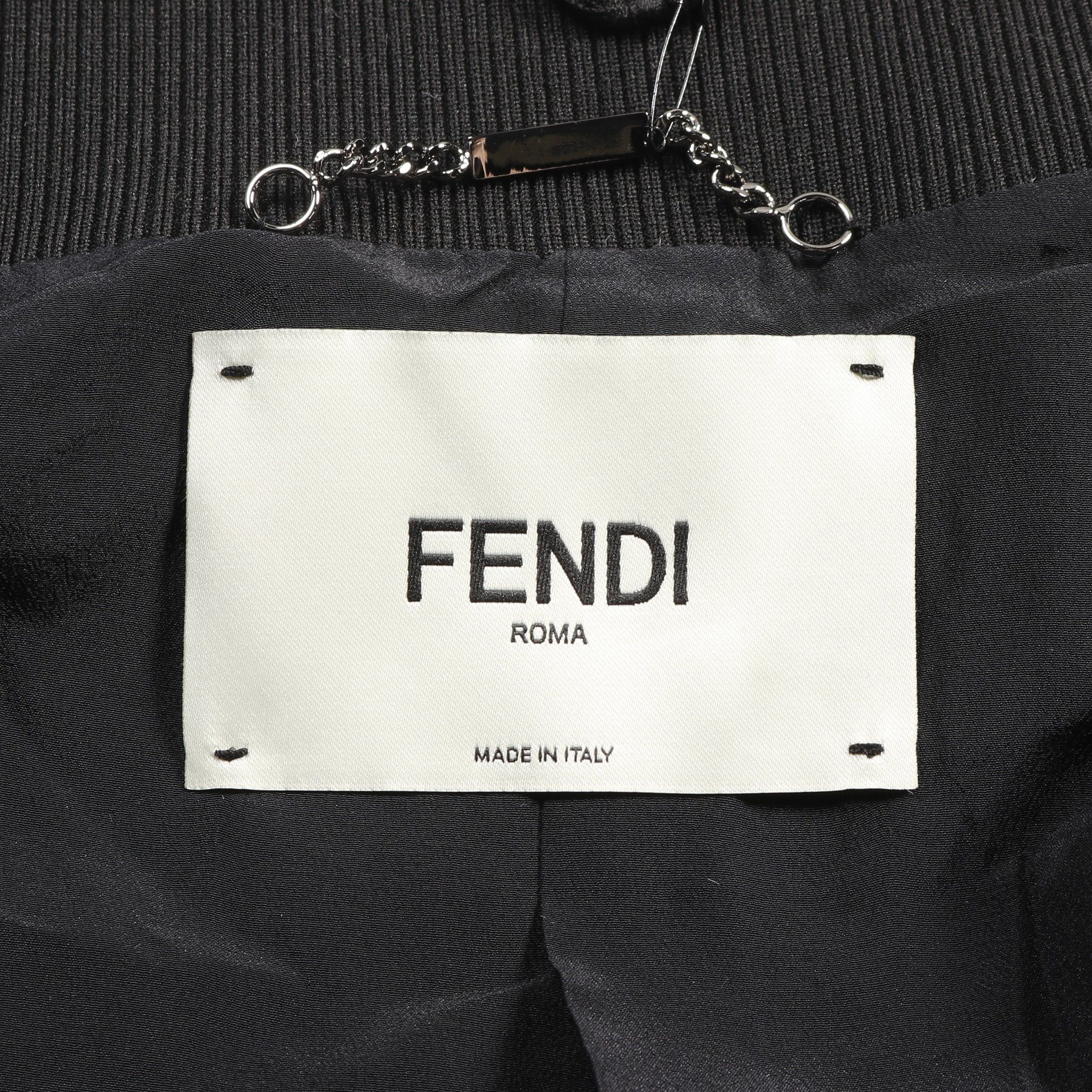 Fendi Fendi Jacket Floral Pattern Rayon Black Gray Hook Button Size ONE SIZE - 3 Thumbnail