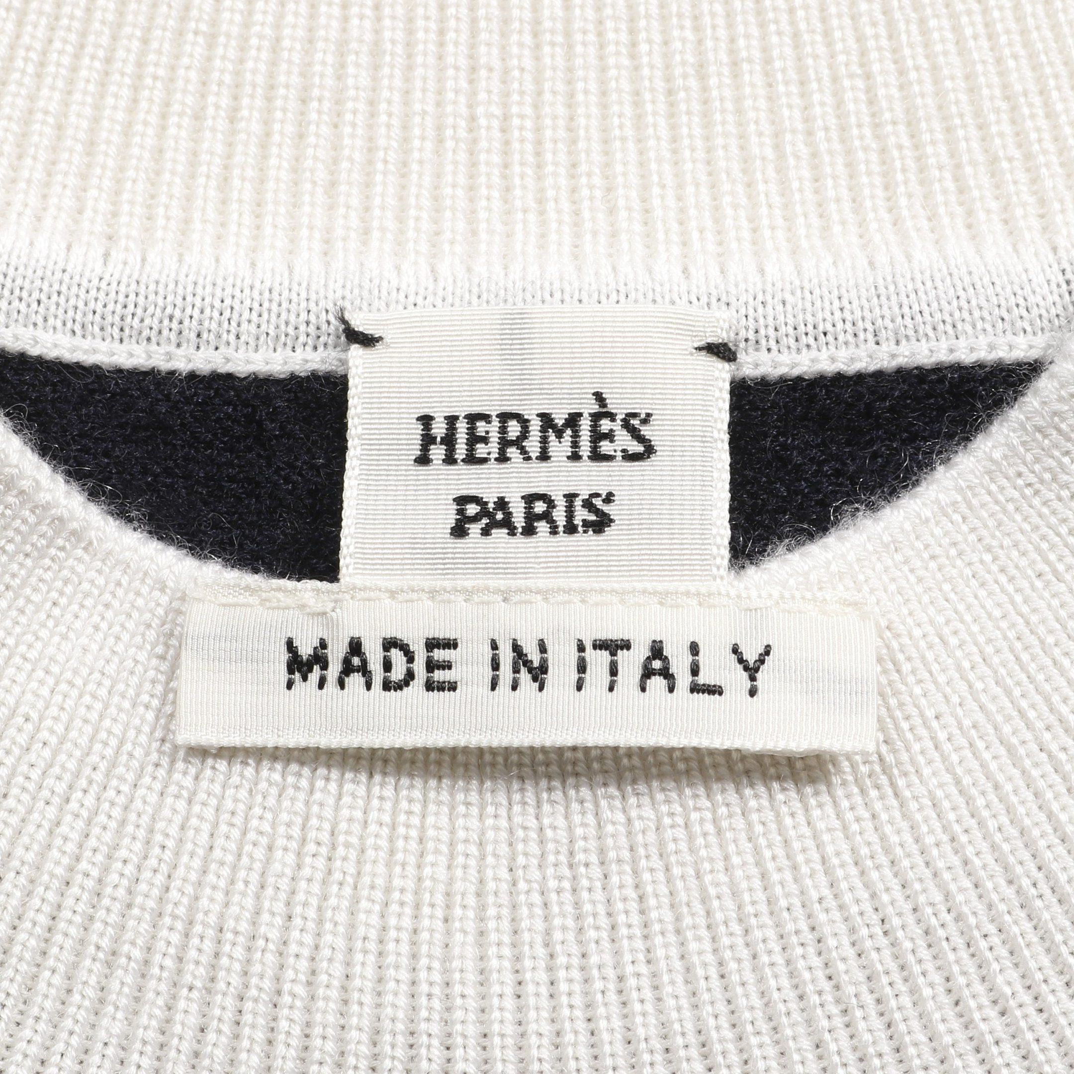 Hermes Hermes Chaîne Knit Cashmere Silk Black White Size ONE SIZE - 3 Thumbnail
