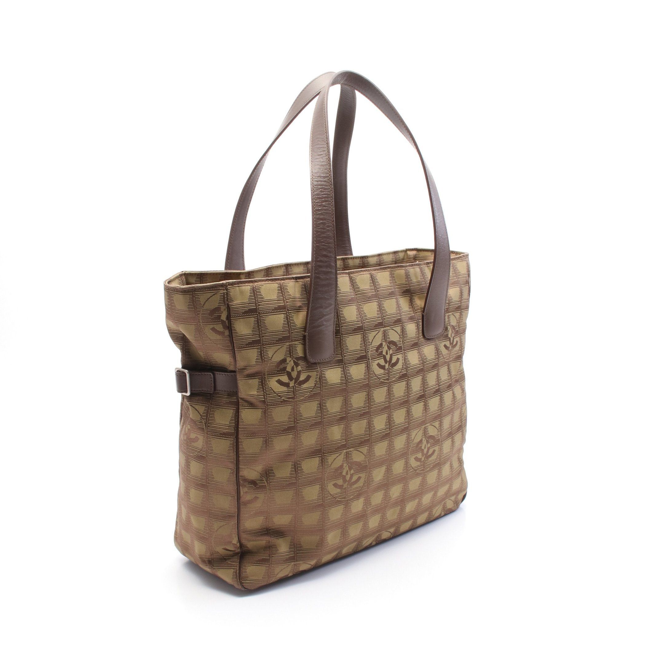 Chanel Chanel New Travel Line Gm Shoulder Bag Tote Nylon Canvas Leather Khaki Brown Silver Hardware Size ONE SIZE - 2 Thumbnail