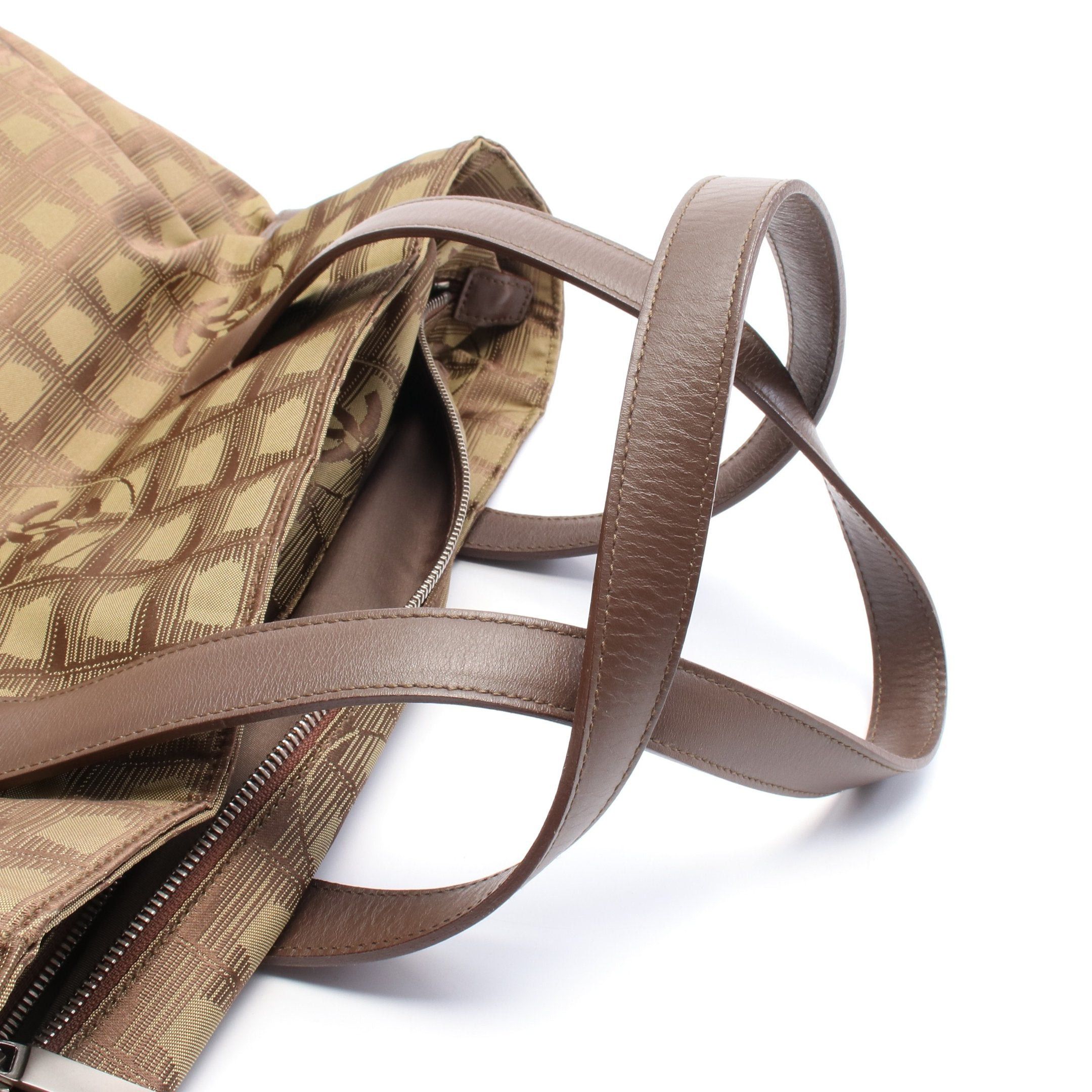 Chanel Chanel New Travel Line Gm Shoulder Bag Tote Nylon Canvas Leather Khaki Brown Silver Hardware Size ONE SIZE - 6 Thumbnail