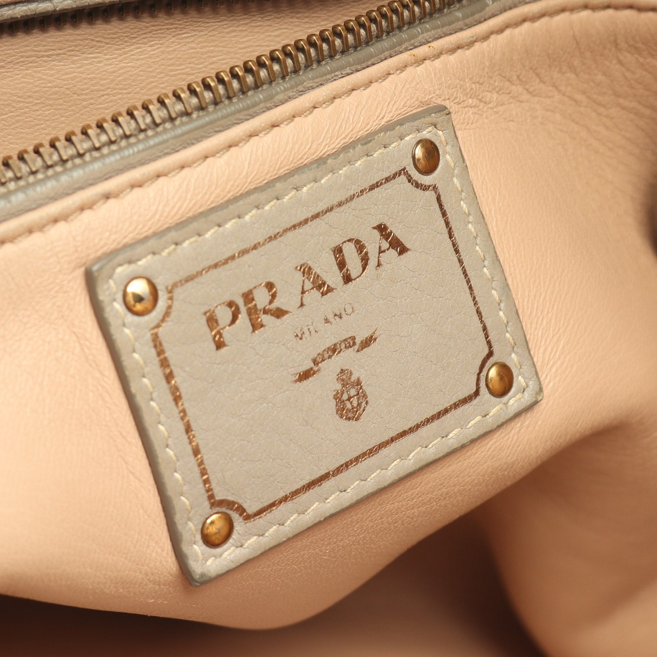 Prada Prada Handbag Tote Bag Deerskin Gray Beige Size ONE SIZE - 4 Thumbnail