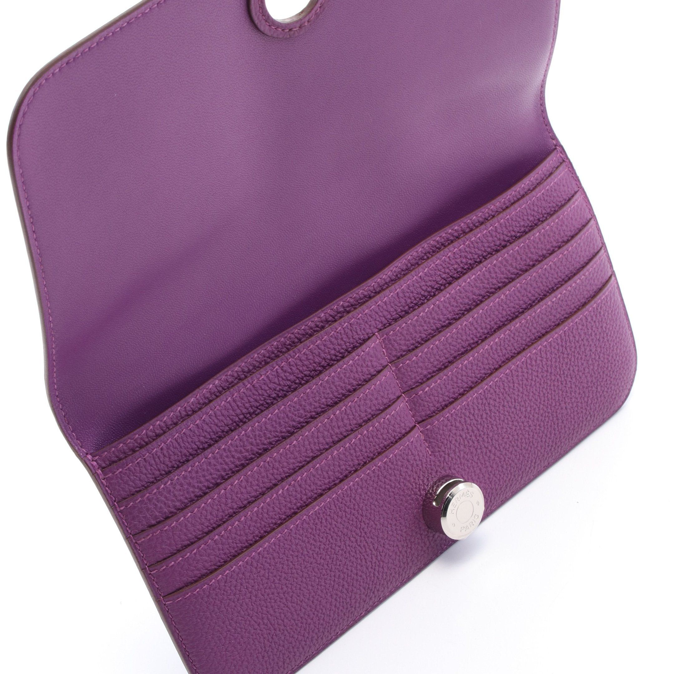 Hermes Hermes Dogon Long Anemone Bi-Fold Wallet Togo Purple Silver Hardware Size ONE SIZE - 3 Thumbnail