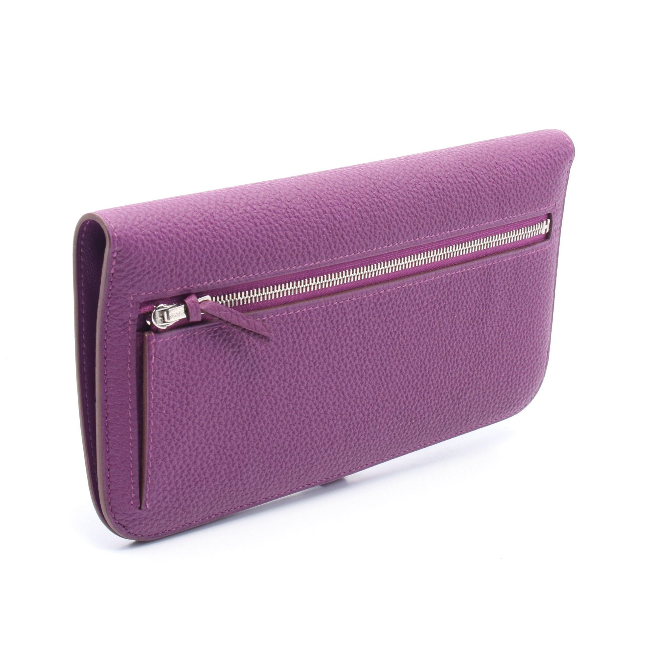 Hermes Hermes Dogon Long Anemone Bi-Fold Wallet Togo Purple Silver Hardware Size ONE SIZE - 2 Thumbnail