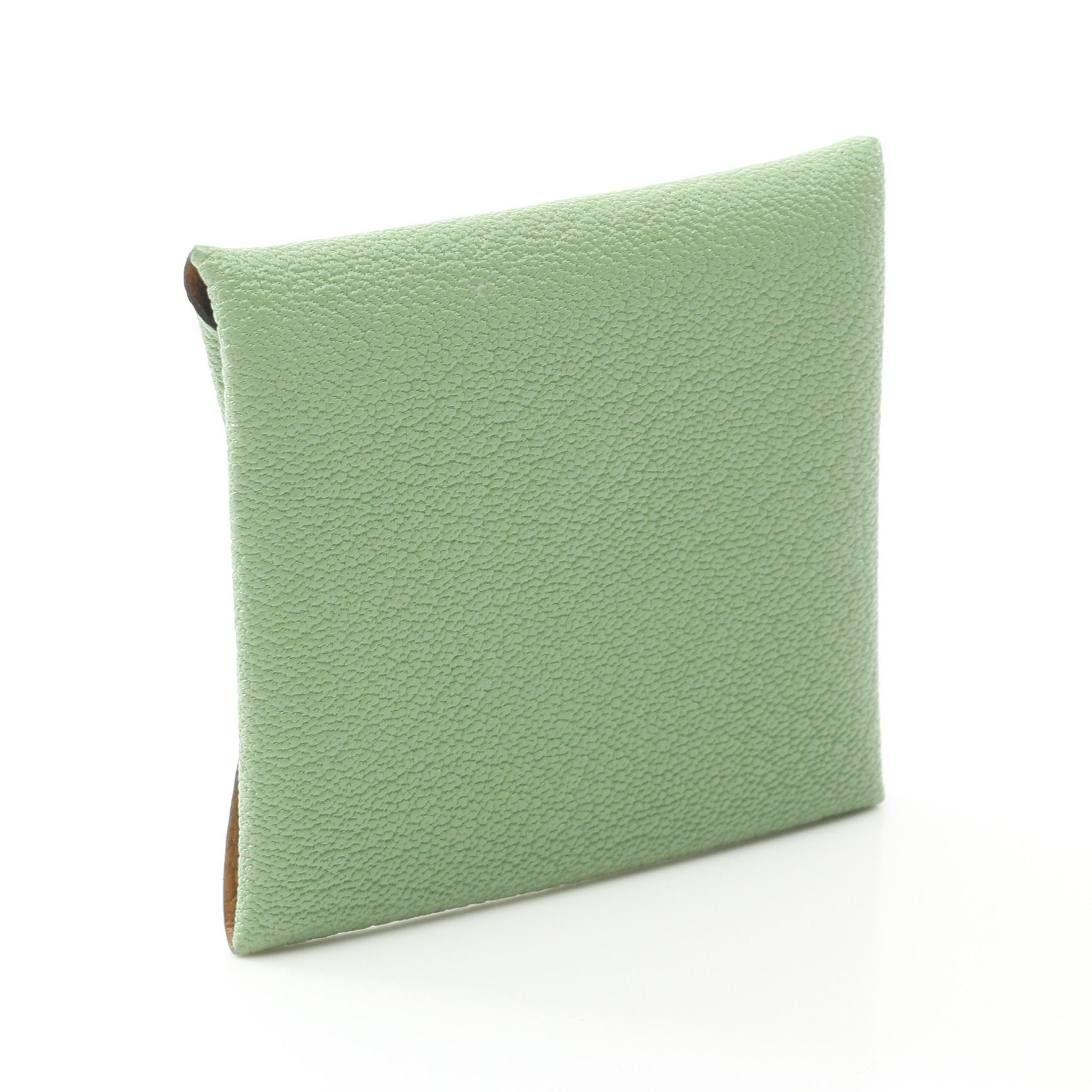 Hermes Hermes Bastia Verso Cricket Caramel Coin Purse Chevre Light Green Silver Hardware Double Engraved Size ONE SIZE - 2 Thumbnail