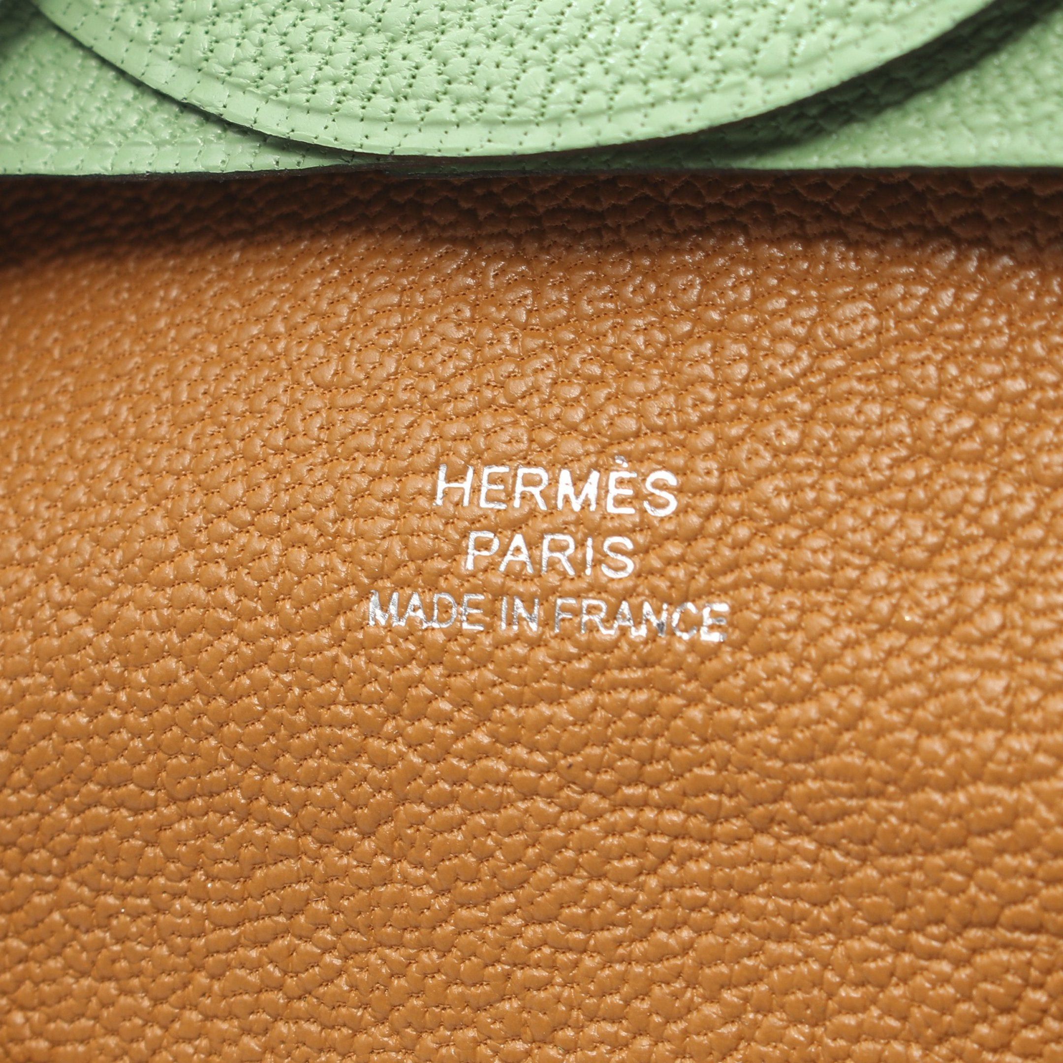 Hermes Hermes Bastia Verso Cricket Caramel Coin Purse Chevre Light Green Silver Hardware Double Engraved Size ONE SIZE - 4 Thumbnail
