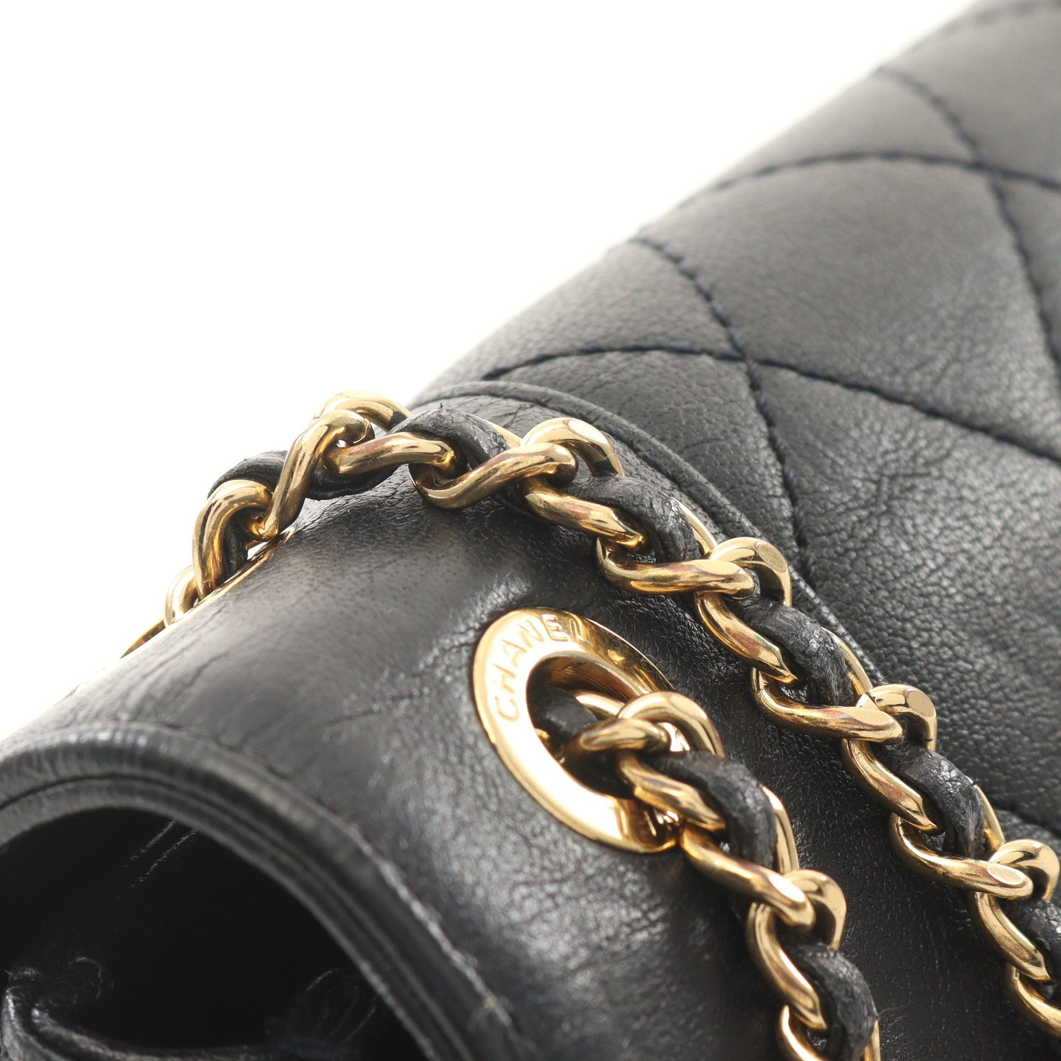 Chanel Chanel Mademoiselle Matelasse Double Chain Shoulder Bag Leather Black Gold Hardware Size ONE SIZE - 8 Thumbnail