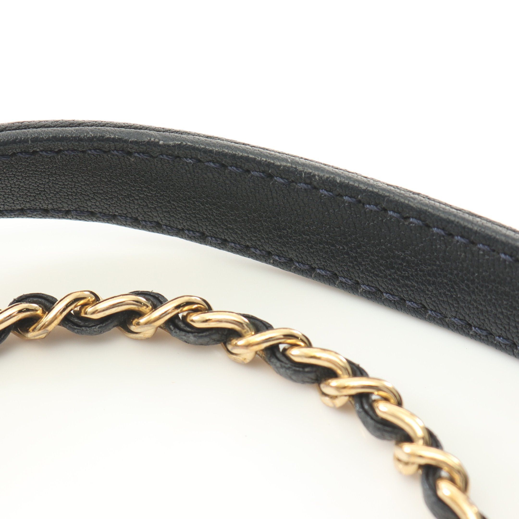 Chanel Chanel Mademoiselle Matelasse Double Chain Shoulder Bag Leather Black Gold Hardware Size ONE SIZE - 7 Thumbnail