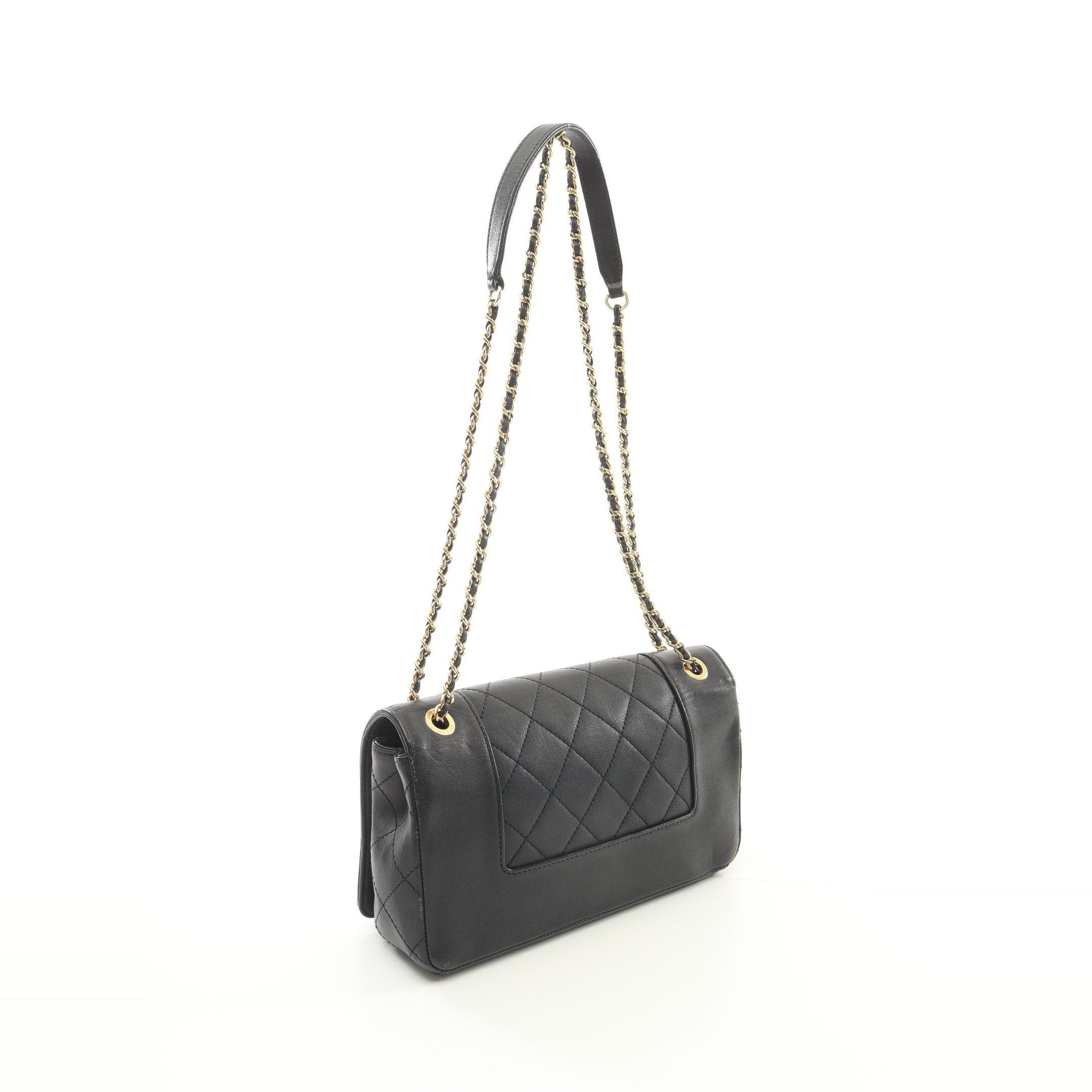 Chanel Chanel Mademoiselle Matelasse Double Chain Shoulder Bag Leather Black Gold Hardware Size ONE SIZE - 2 Thumbnail