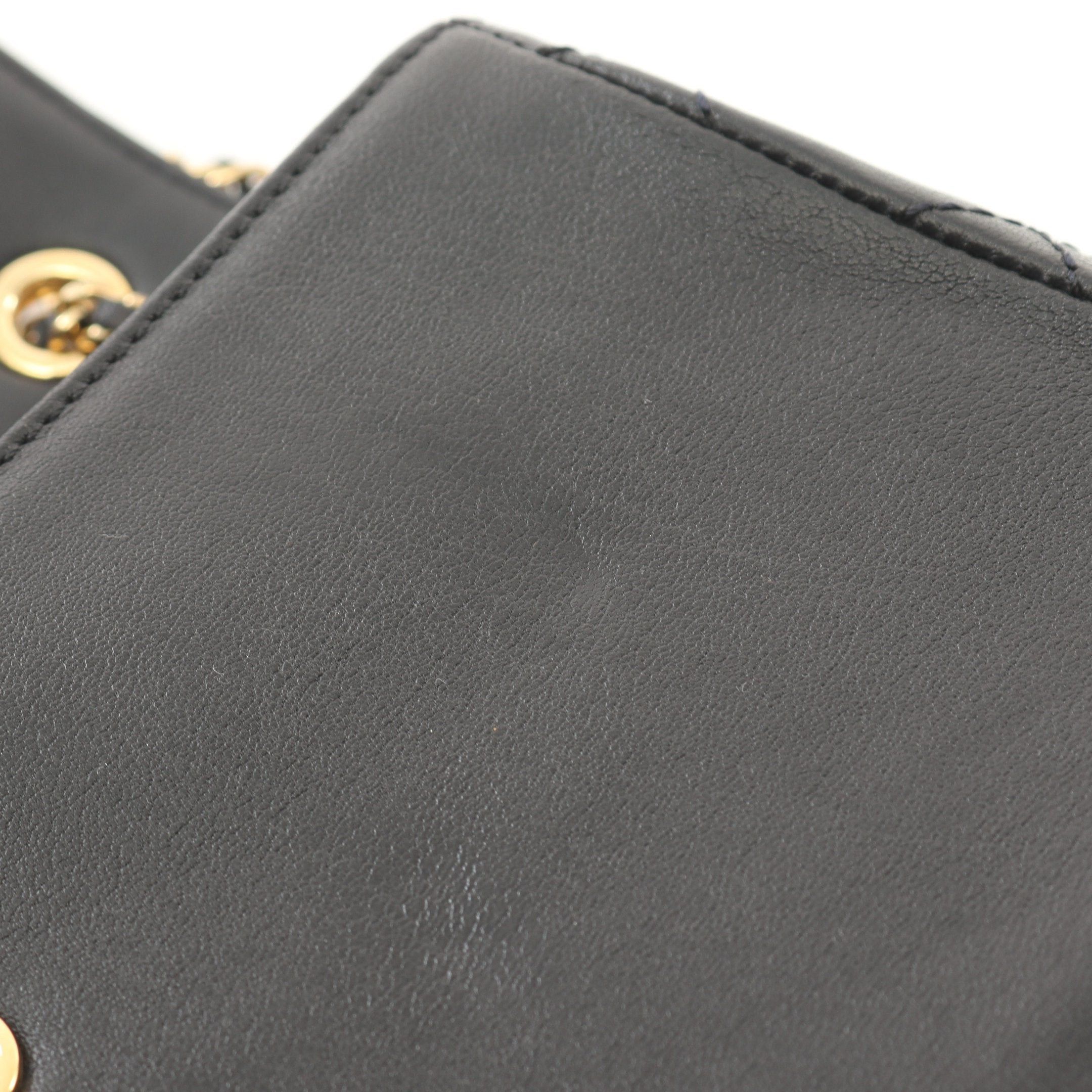 Chanel Chanel Mademoiselle Matelasse Double Chain Shoulder Bag Leather Black Gold Hardware Size ONE SIZE - 10 Thumbnail
