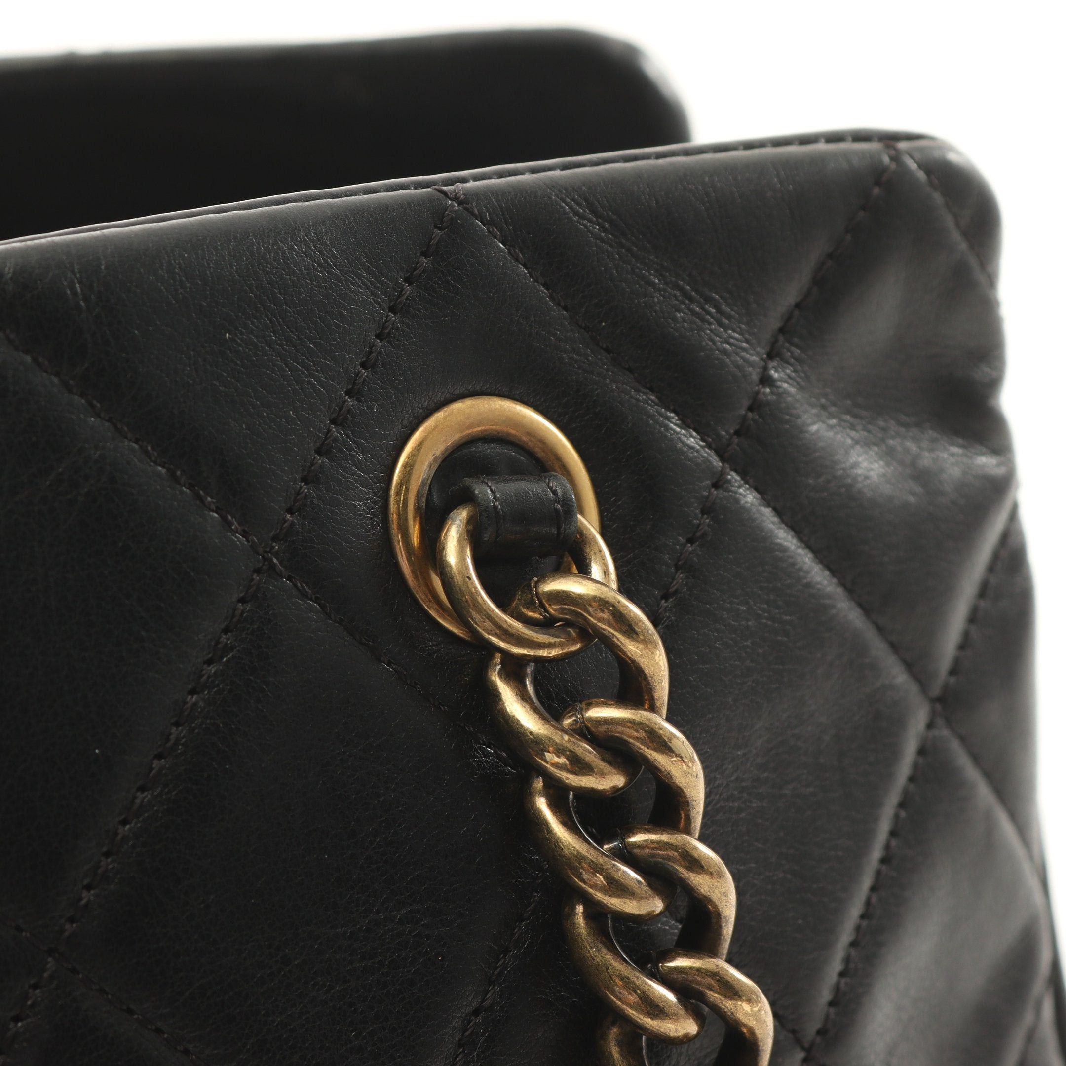 Chanel Chanel Matelasse Chain Shoulder Bag Lambskin Black Antique Gold Hardware Size ONE SIZE - 9 Thumbnail