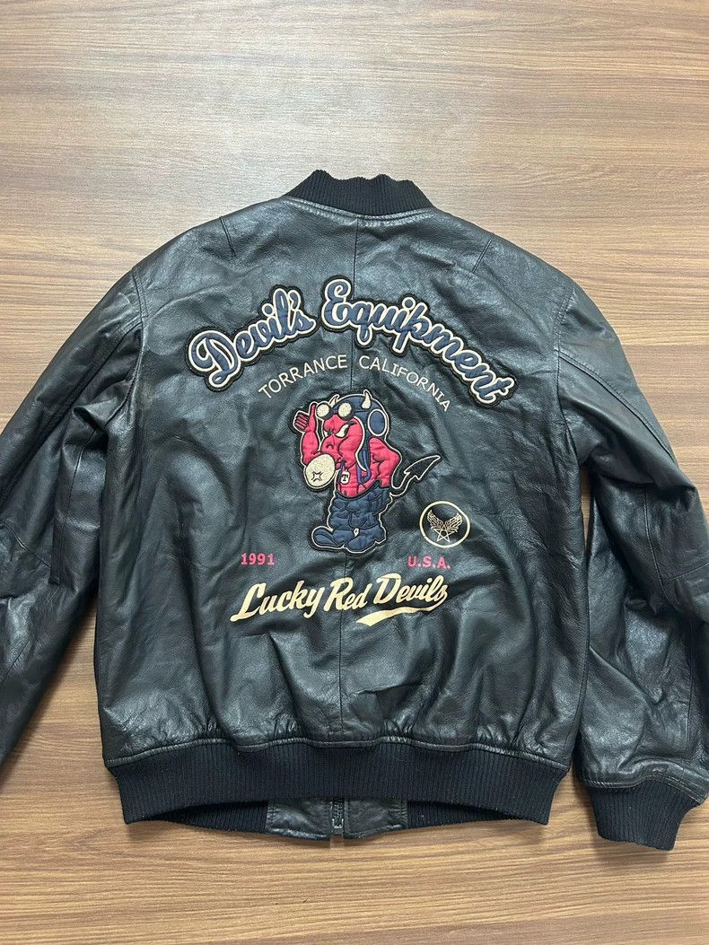 The Real McCoy's Black Leather Flight Jacket with Patches Size US L / EU 52-54 / 3 - 3 Thumbnail