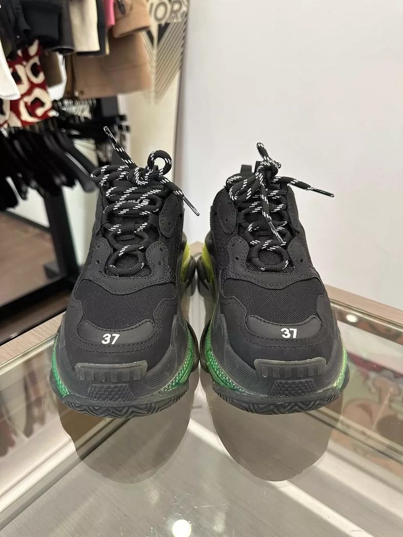 Balenciaga Balenciaga Triple S Black Green Women's Sneakers Size US 6 / EU 39 - 2 Thumbnail
