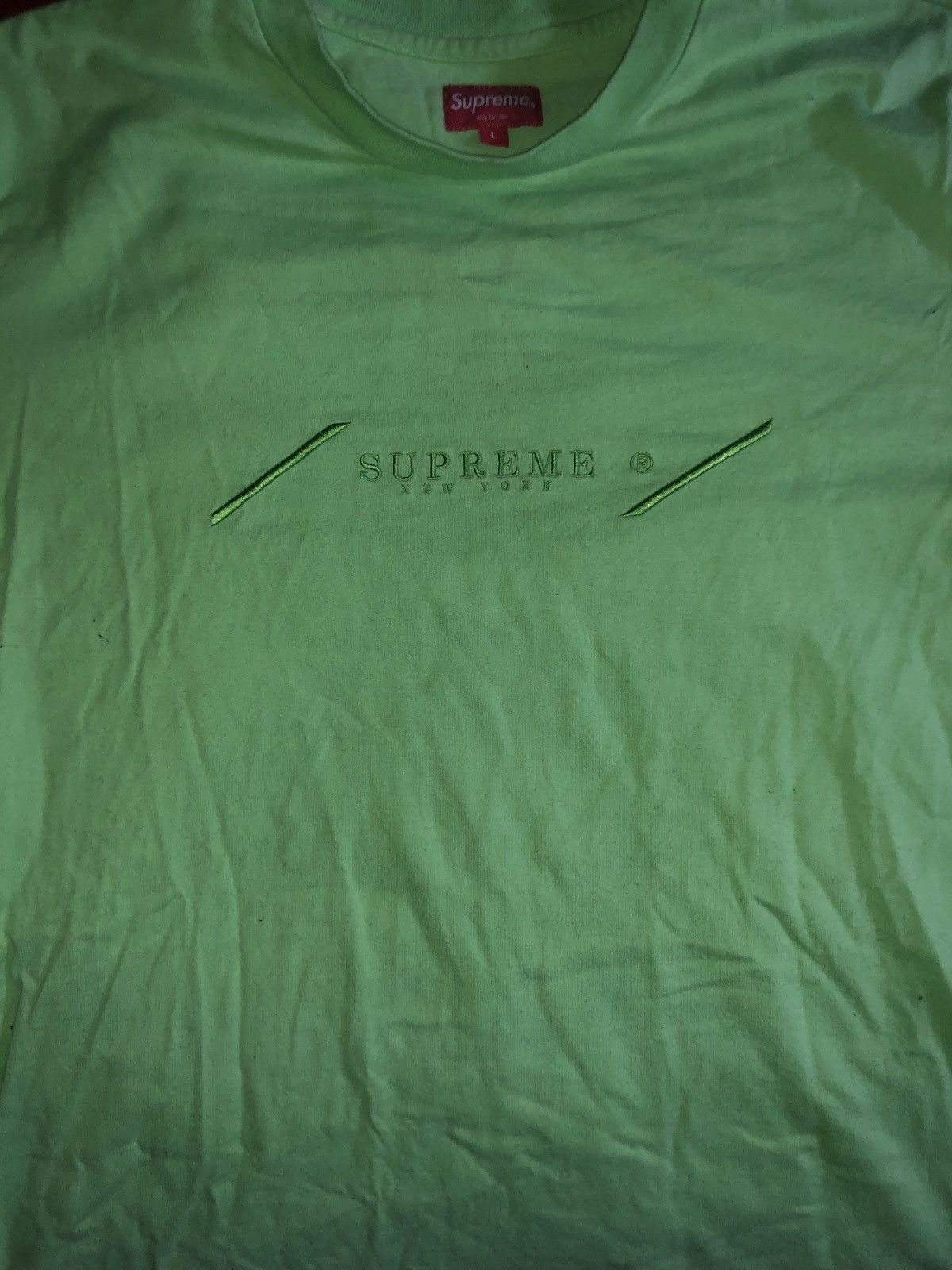 Supreme Supreme SS18 Green Tonal Embroidered Tee Size US L / EU 52-54 / 3 - 1 Thumbnail