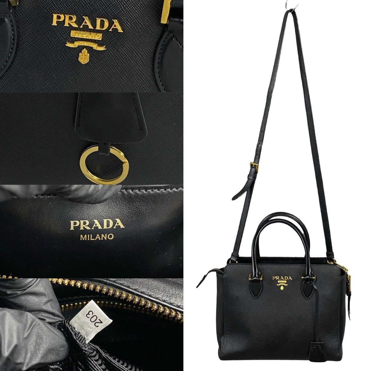 Prada Prada Shoulder Bag Black Leather Size ONE SIZE - 4 Thumbnail