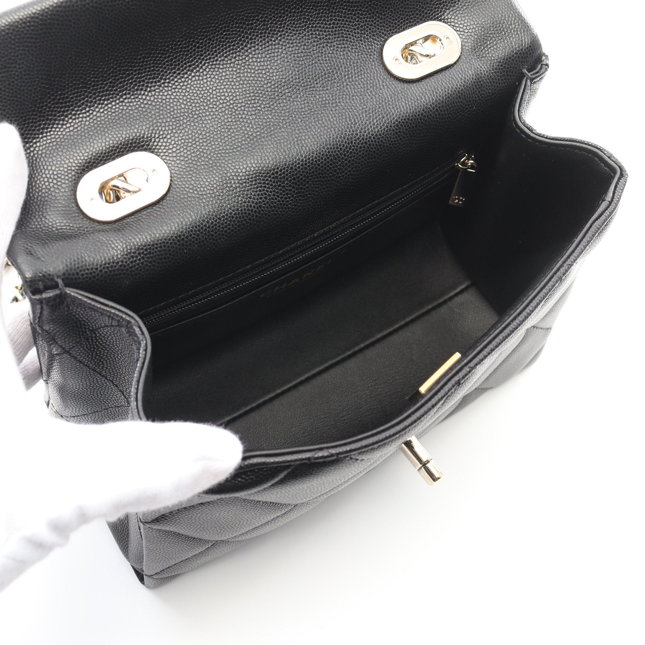 Chanel Chanel Matelasse Top Handle Chain Shoulder Bag Caviar Skin Black Gold Hardware Size ONE SIZE - 3 Thumbnail