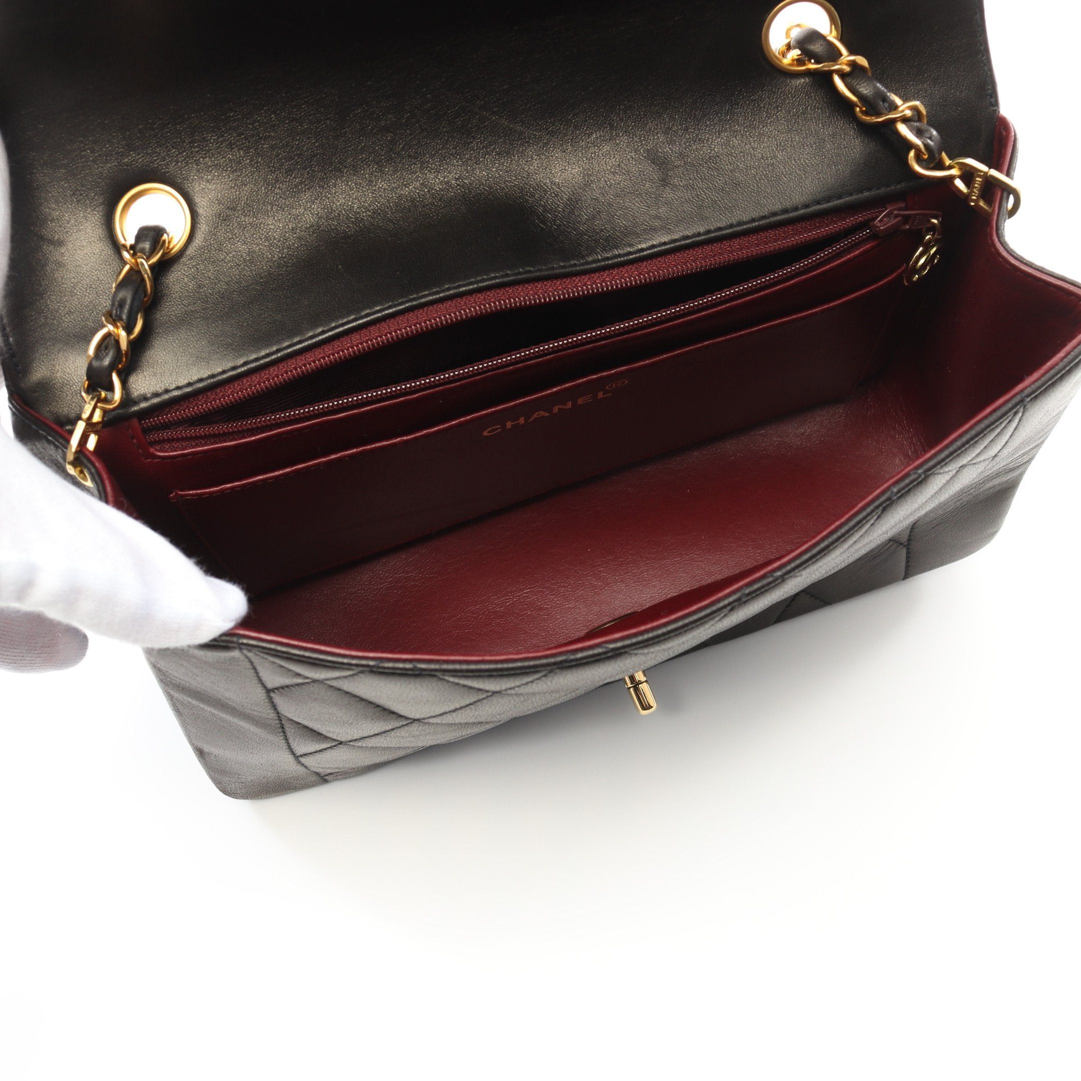 Chanel Chanel Matelasse Diana Flap Chain Shoulder Bag Lambskin Black Gold Hardware Size ONE SIZE - 3 Thumbnail
