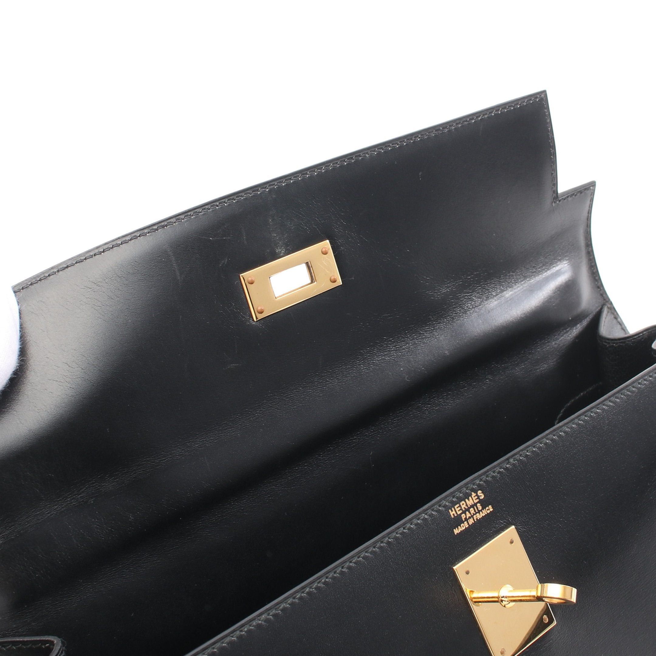 Hermes Hermes Kelly32 Handbag Box Calf Black Gold Hardware ○V Stamp Size ONE SIZE - 14 Thumbnail