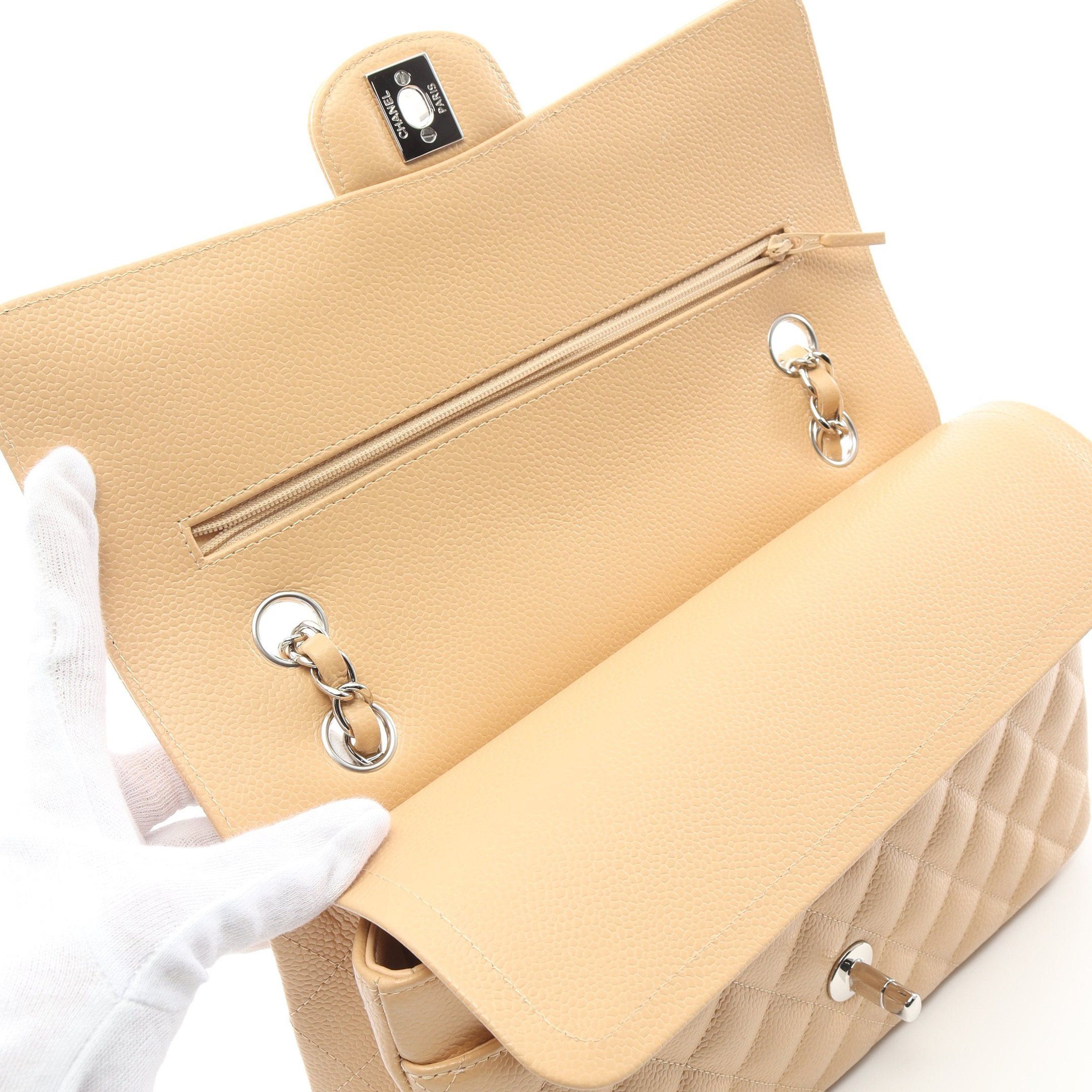 Chanel Chanel Matelasse Double Flap Chain Shoulder Bag Caviar Skin Beige Silver Hardware Size ONE SIZE - 6 Thumbnail