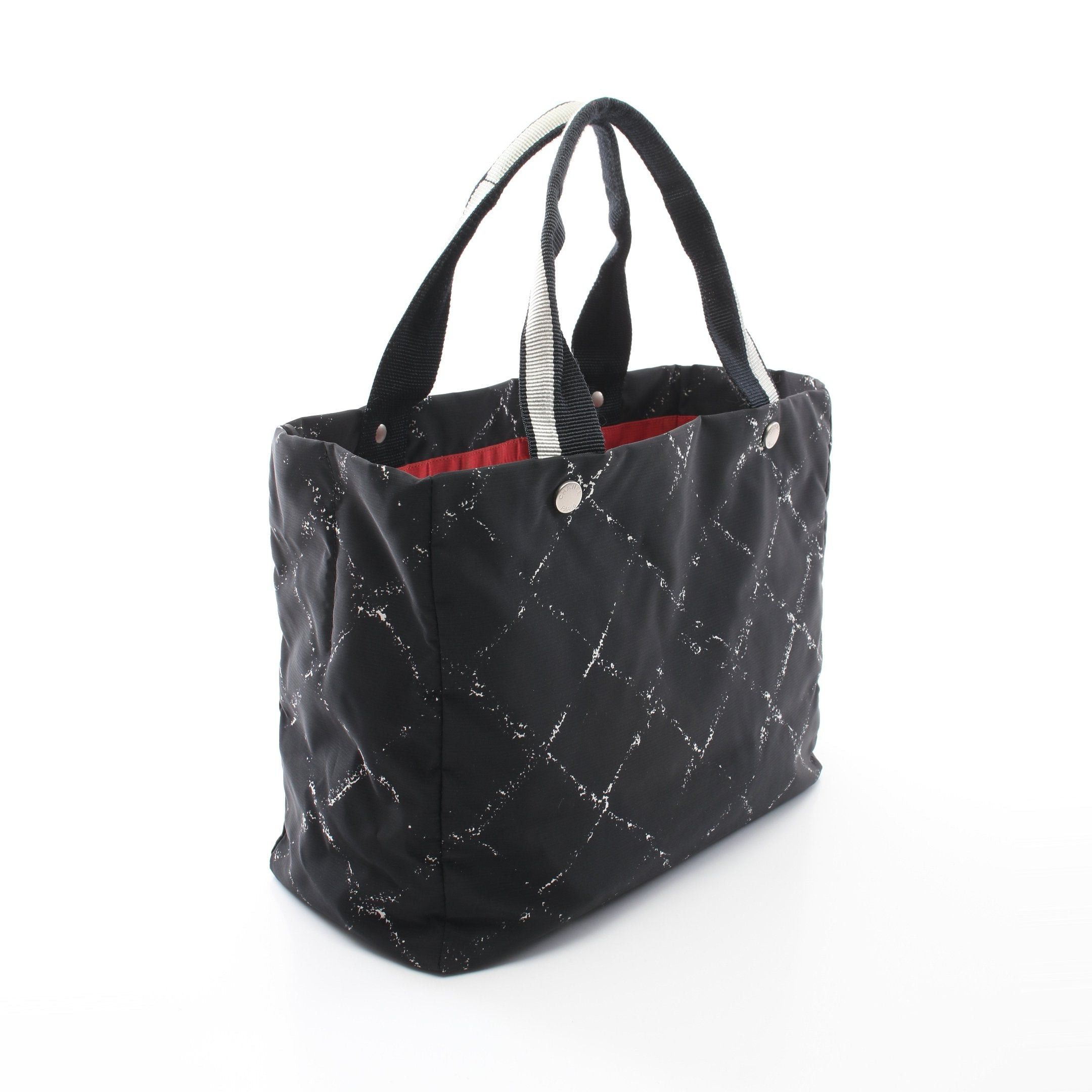Chanel Chanel Old Travel Line Handbag Tote Bag Nylon Black White Silver Hardware Size ONE SIZE - 2 Thumbnail