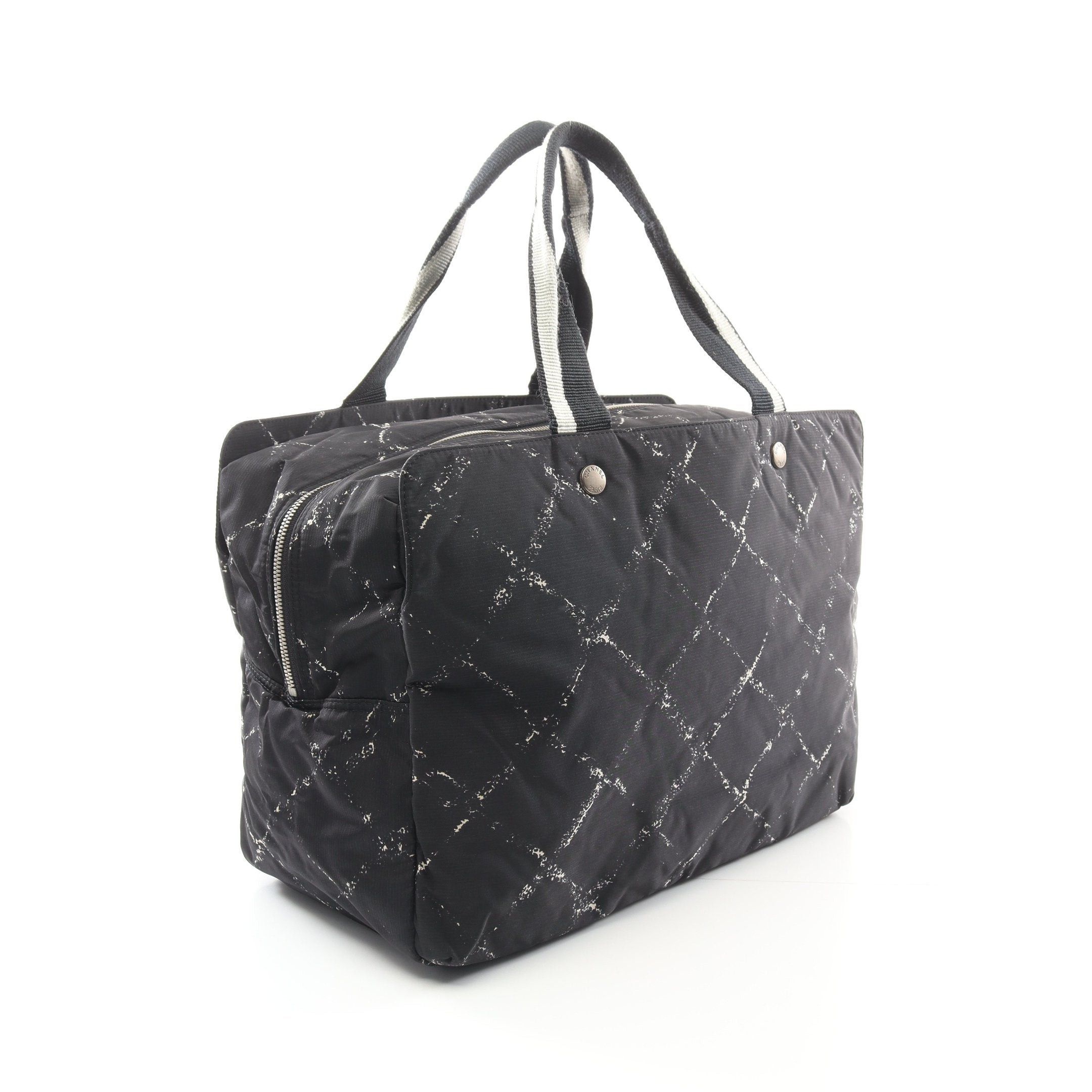 Chanel Chanel Old Travel Line Handbag Tote Bag Nylon Black Silver Hardware Size ONE SIZE - 2 Thumbnail