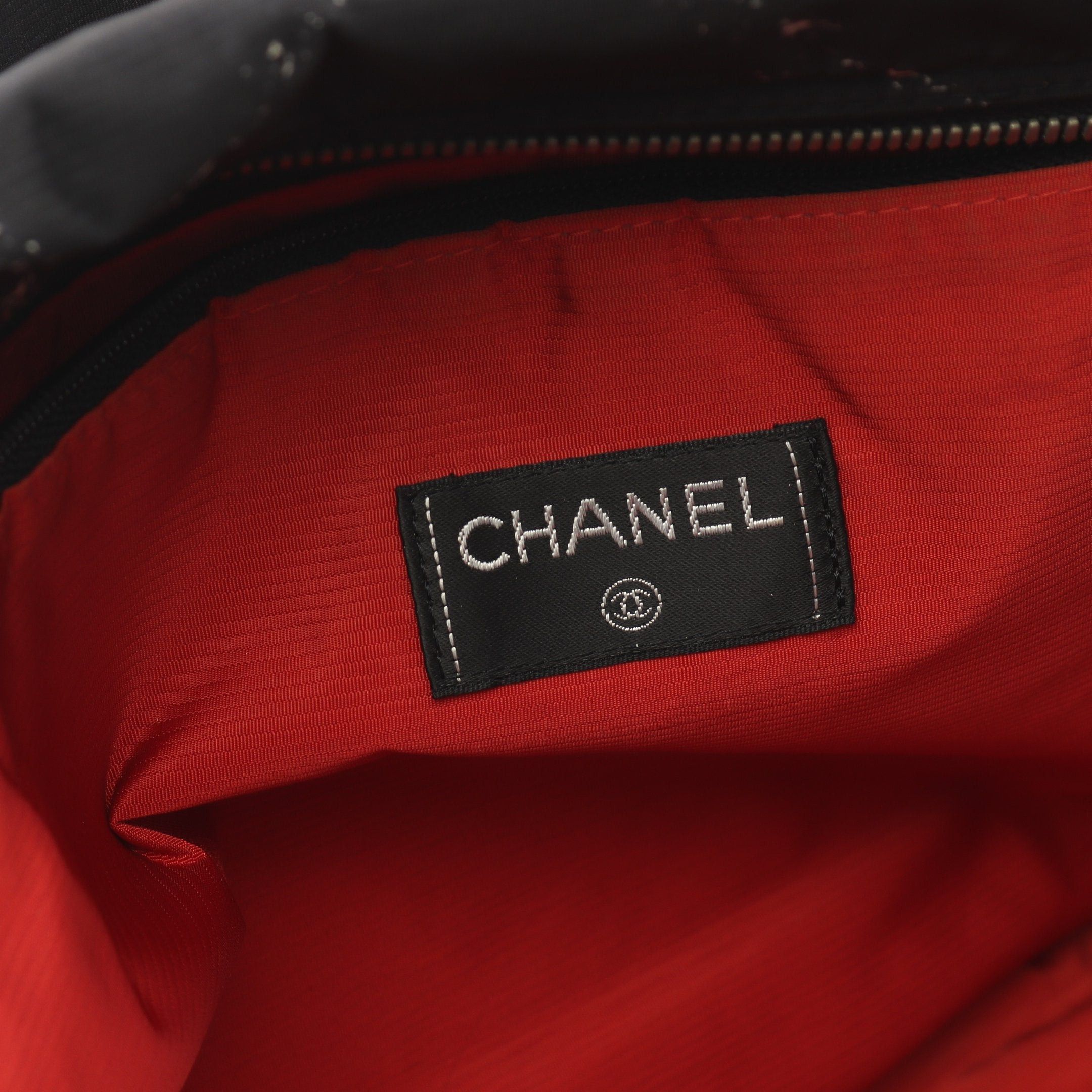 Chanel Chanel Old Travel Line Handbag Tote Bag Nylon Black Silver Hardware Size ONE SIZE - 4 Thumbnail