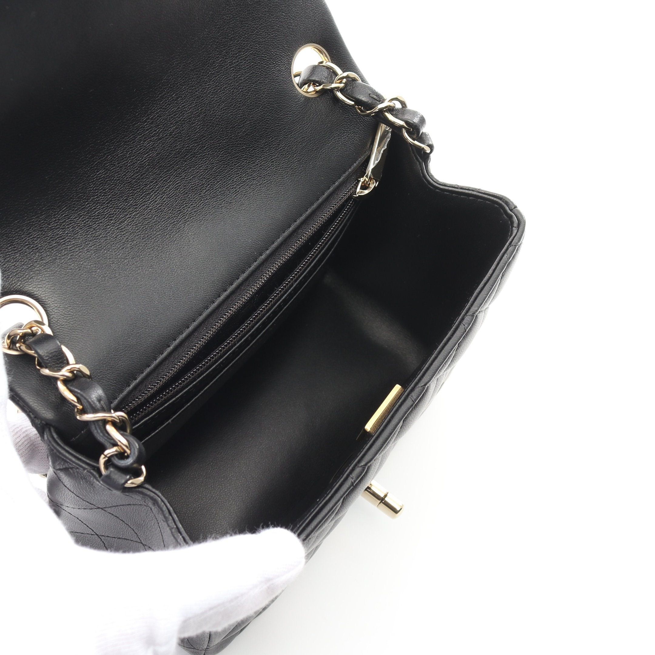 Chanel Chanel Mini Matelasse Chain Shoulder Bag Lambskin Black Gold Hardware Size ONE SIZE - 3 Thumbnail