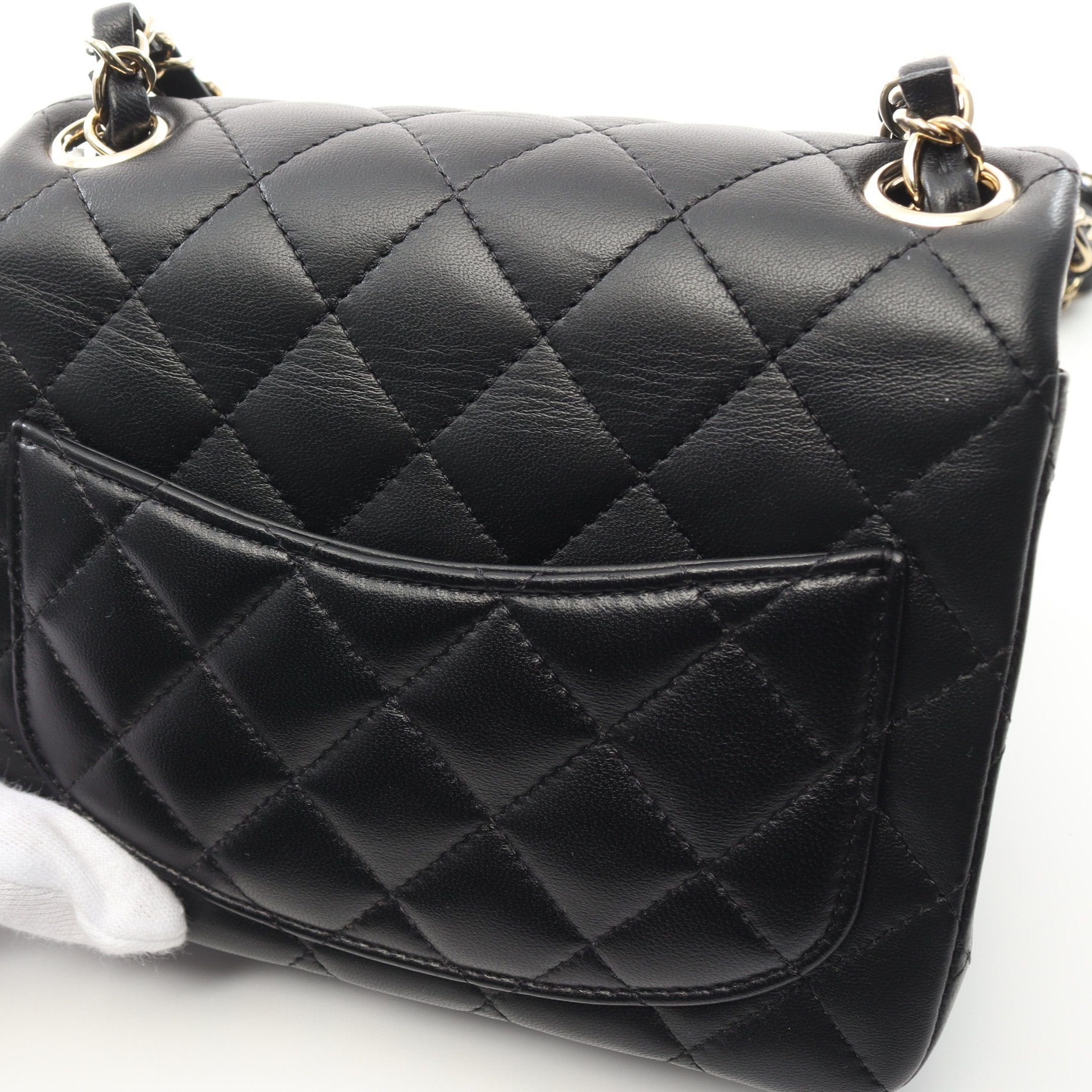 Chanel Chanel Mini Matelasse Chain Shoulder Bag Lambskin Black Gold Hardware Size ONE SIZE - 7 Thumbnail