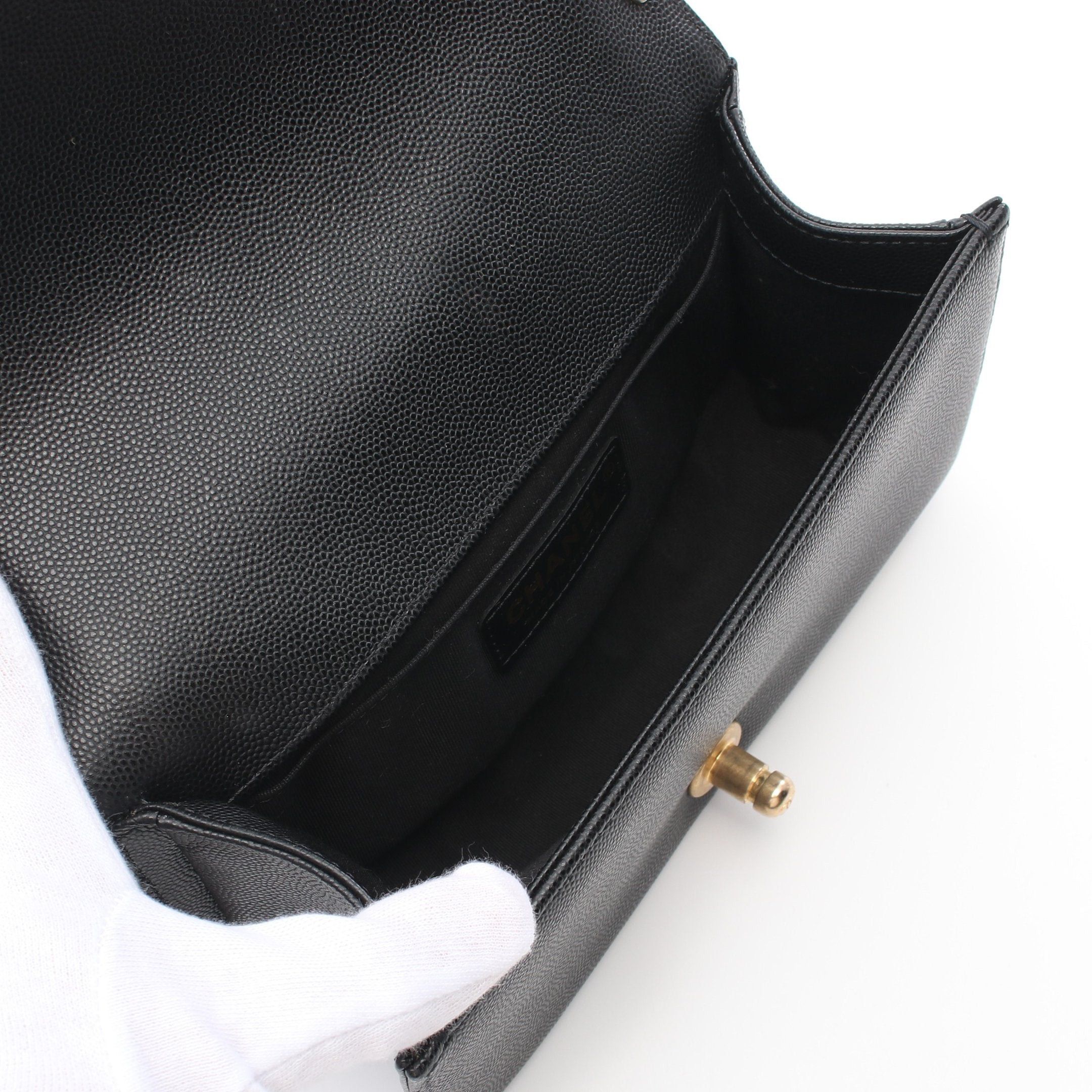 Chanel Chanel Boy Chanel Small Chain Shoulder Bag Caviar Skin Black Gold Hardware Size ONE SIZE - 3 Thumbnail