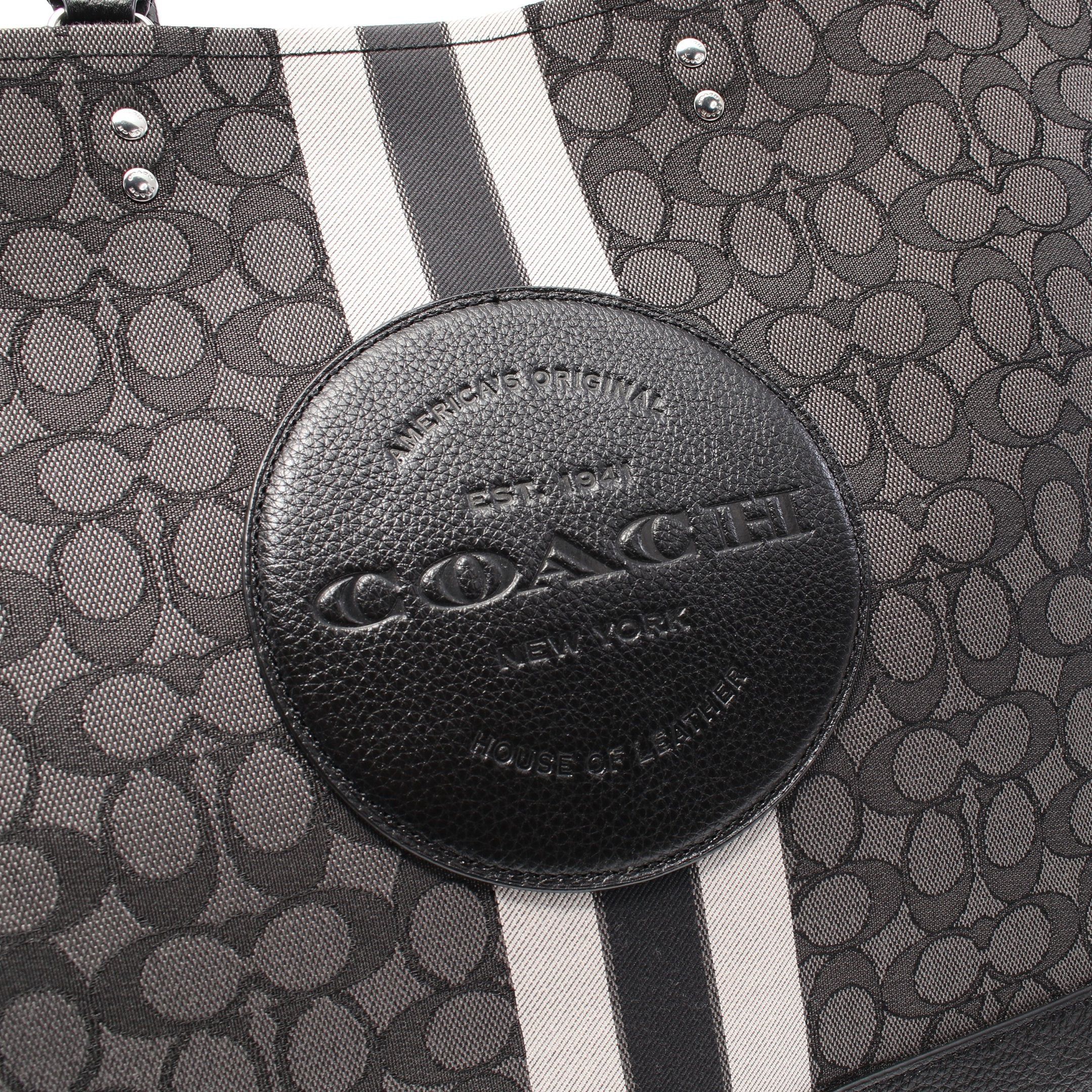 Coach Coach Dempsey Tote 40 Outline Signature Handbag Bag Canvas Leather Gray Black Size ONE SIZE - 6 Thumbnail