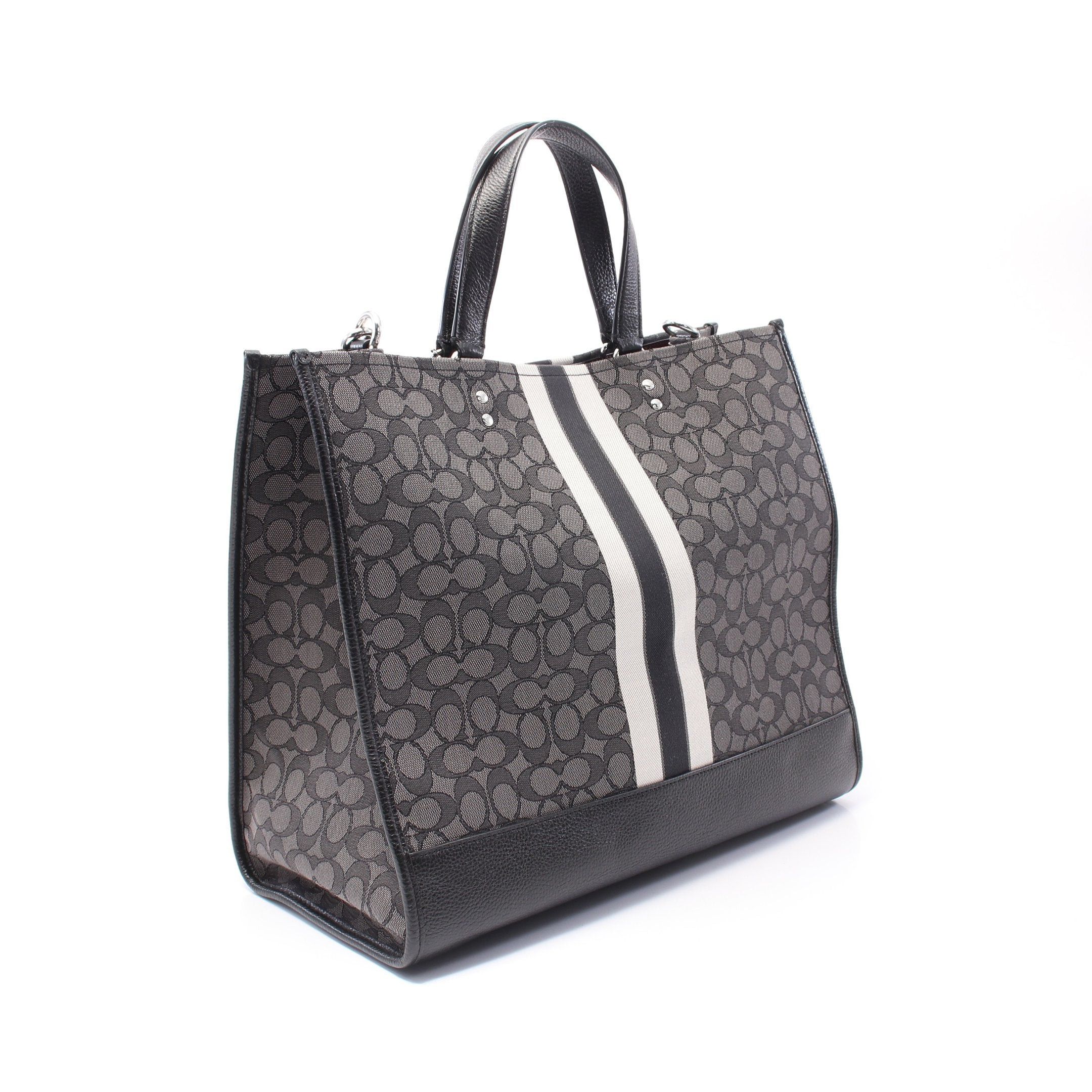 Coach Coach Dempsey Tote 40 Outline Signature Handbag Bag Canvas Leather Gray Black Size ONE SIZE - 2 Thumbnail