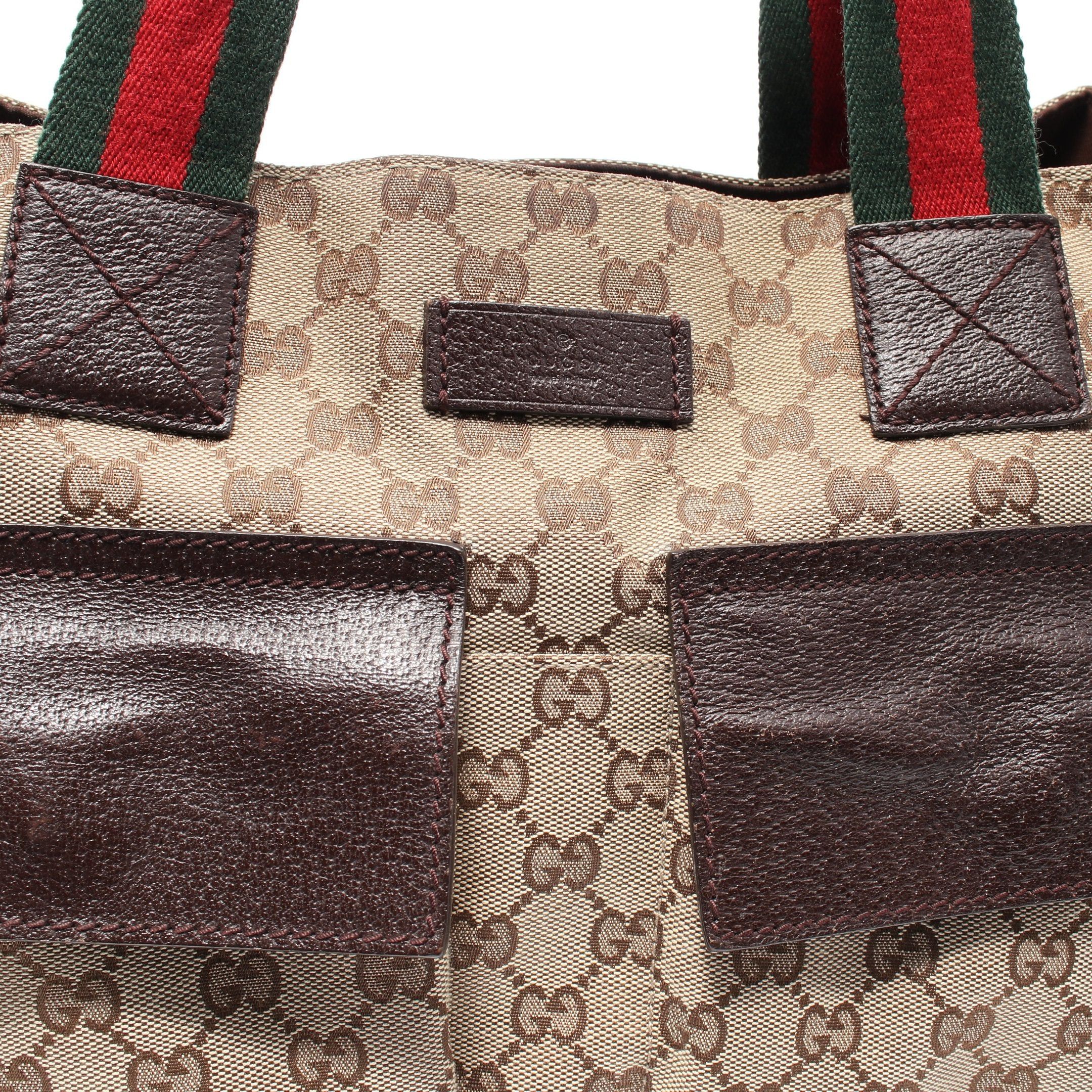 Gucci Gucci Sherry Line Gg Canvas Handbag Tote Bag Leather Beige Brown Size ONE SIZE - 6 Thumbnail