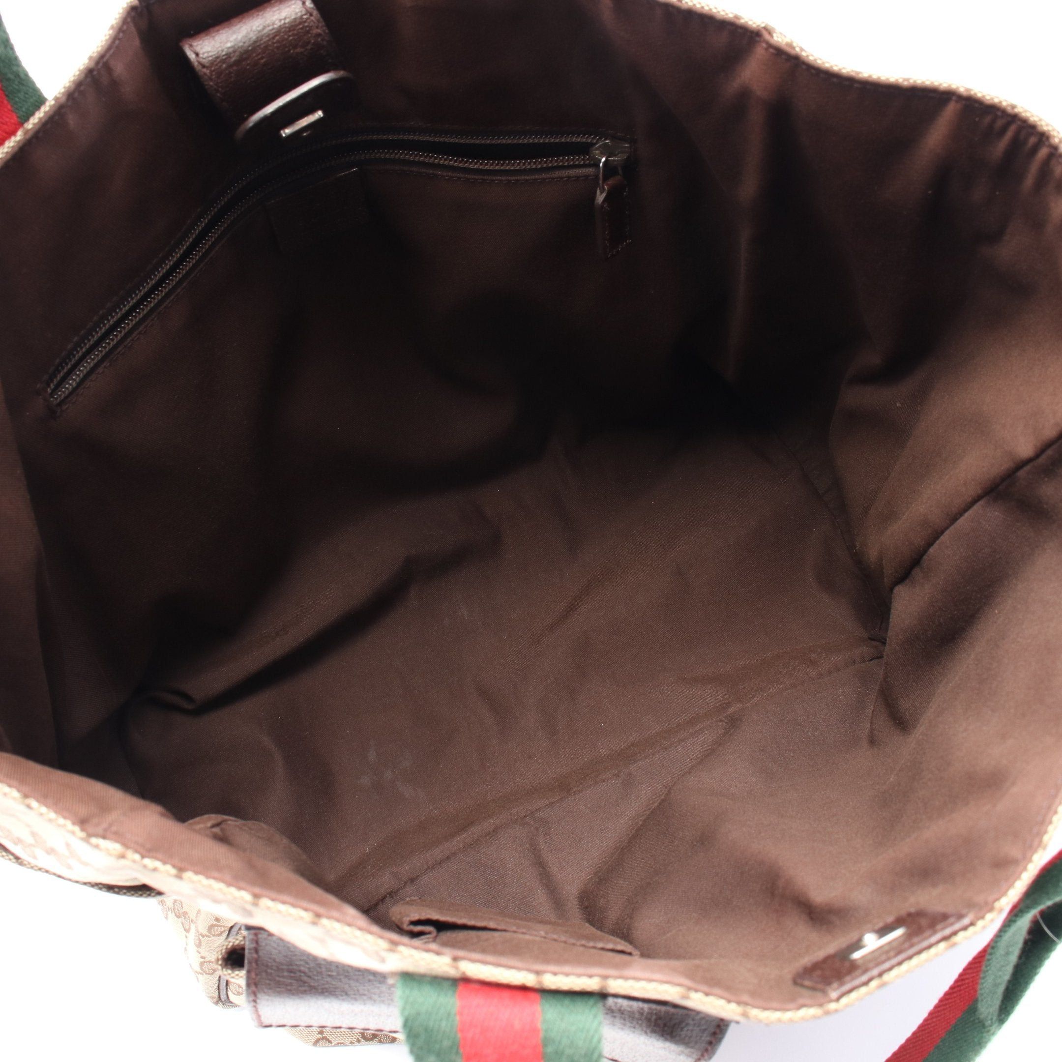 Gucci Gucci Sherry Line Gg Canvas Handbag Tote Bag Leather Beige Brown Size ONE SIZE - 3 Thumbnail