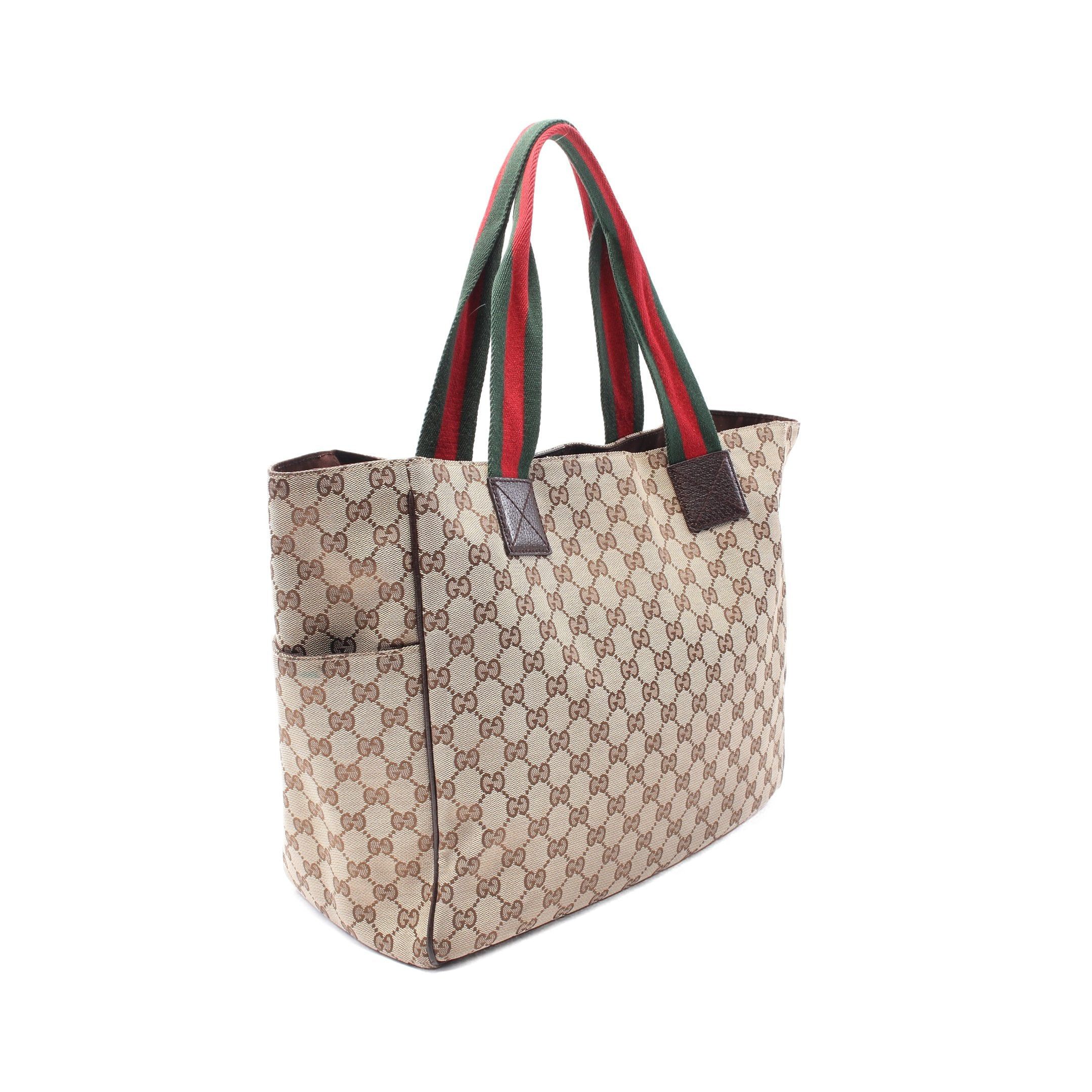 Gucci Gucci Sherry Line Gg Canvas Handbag Tote Bag Leather Beige Brown Size ONE SIZE - 2 Thumbnail