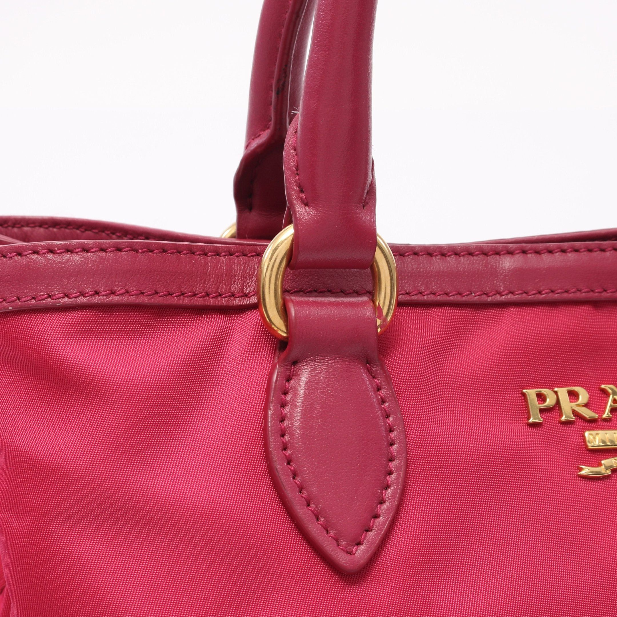 Prada Prada Tessuto Soft Ca Handbag Nylon Leather Pink Purple Size ONE SIZE - 6 Thumbnail