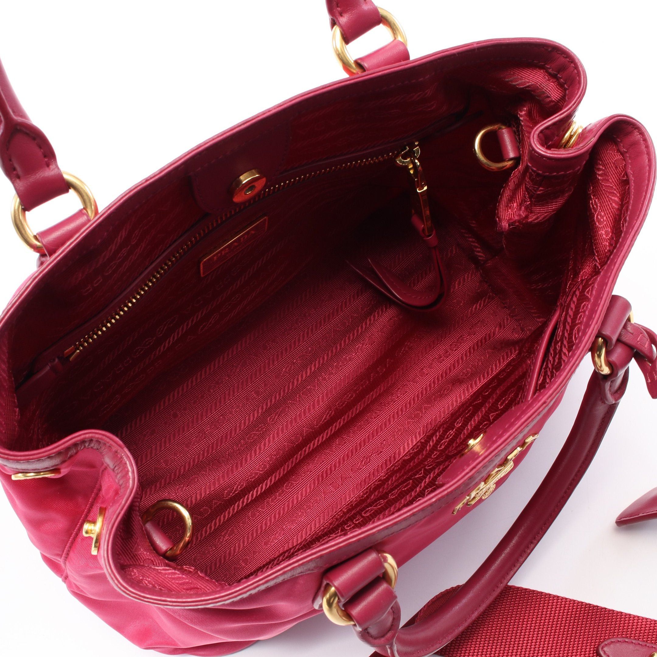 Prada Prada Tessuto Soft Ca Handbag Nylon Leather Pink Purple Size ONE SIZE - 3 Thumbnail