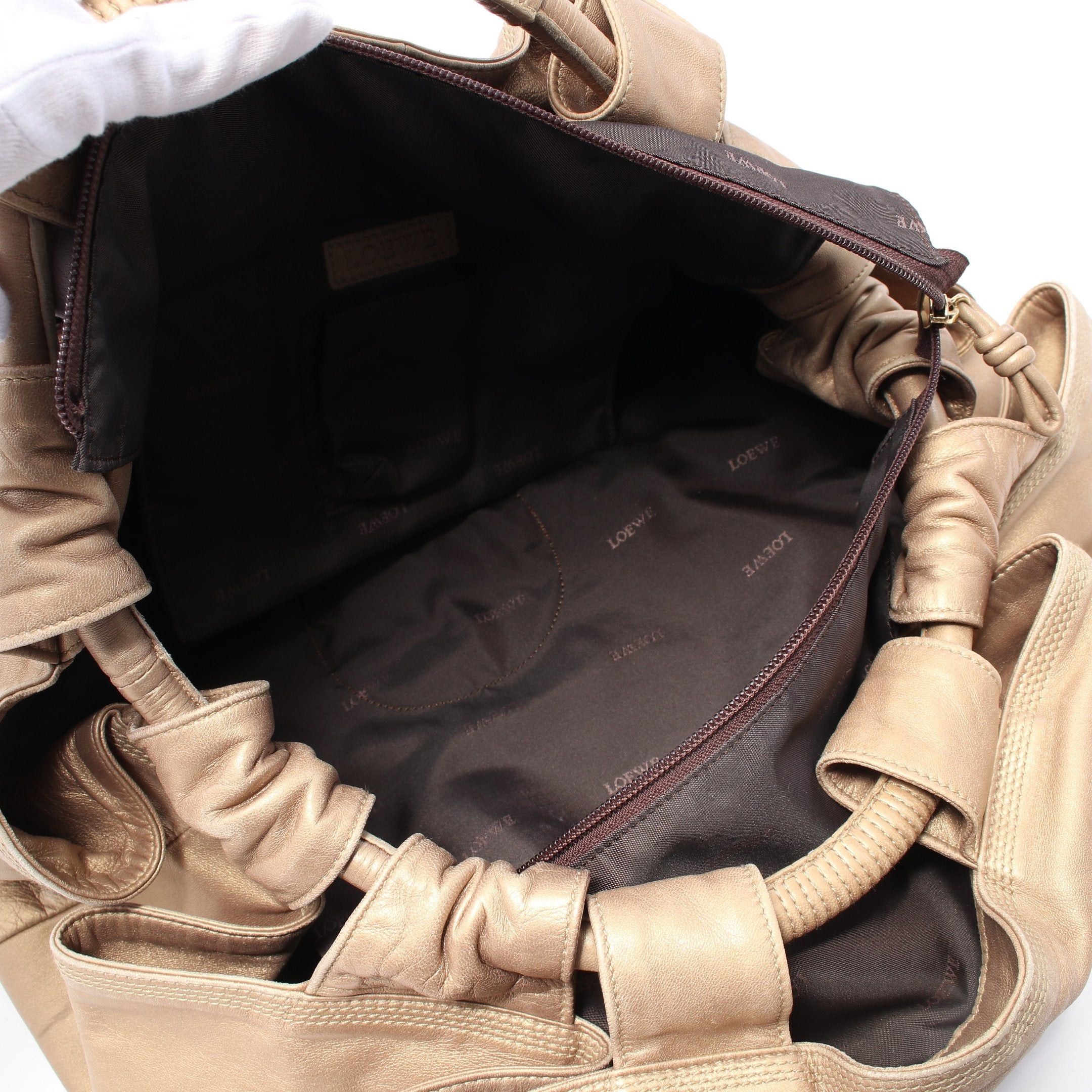 Loewe Loewe Nappa Aire Handbag Leather Gold Size ONE SIZE - 3 Thumbnail