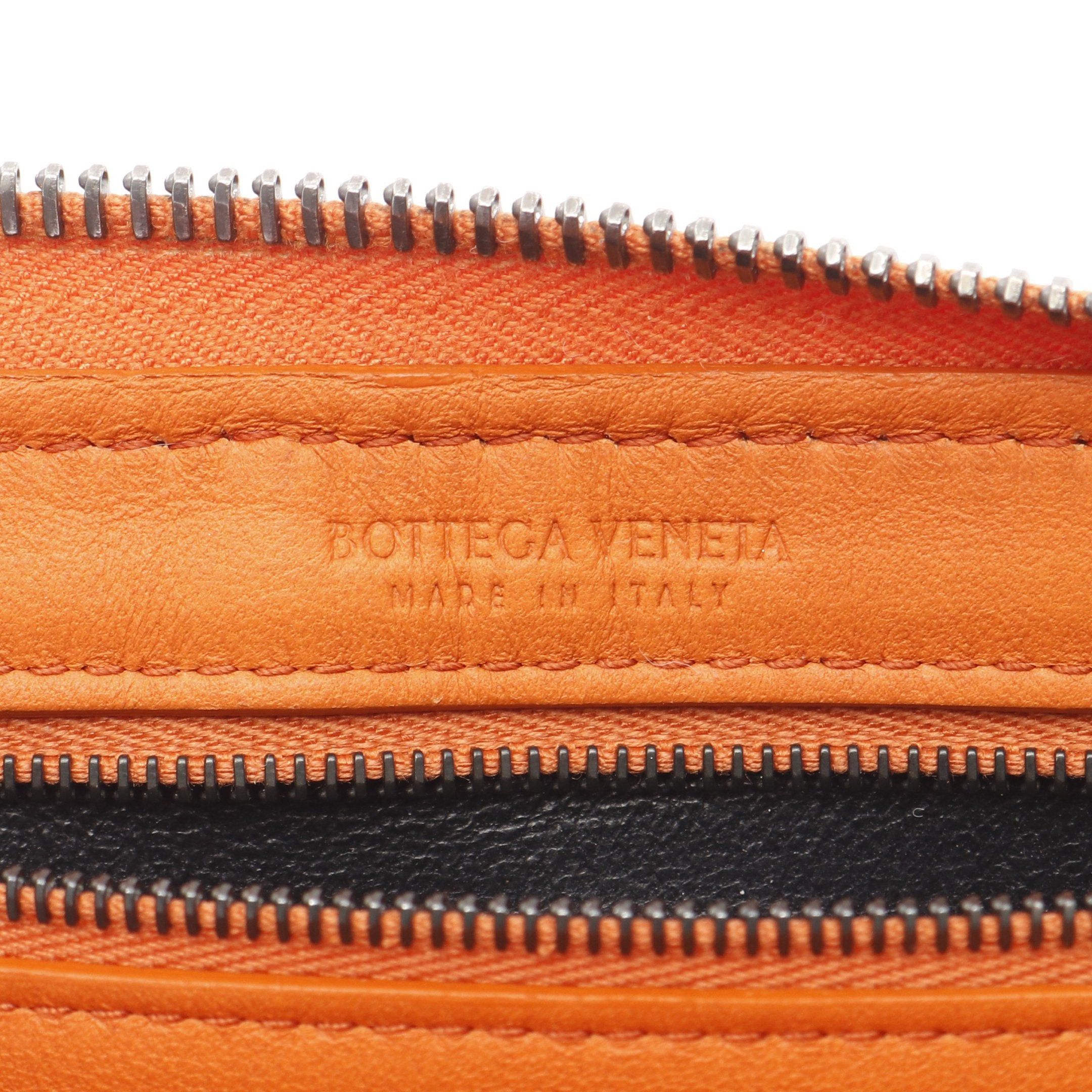 Bottega Veneta Bottega Veneta Intrecciato Round Zipper Long Wallet Leather Orange Size ONE SIZE - 4 Thumbnail