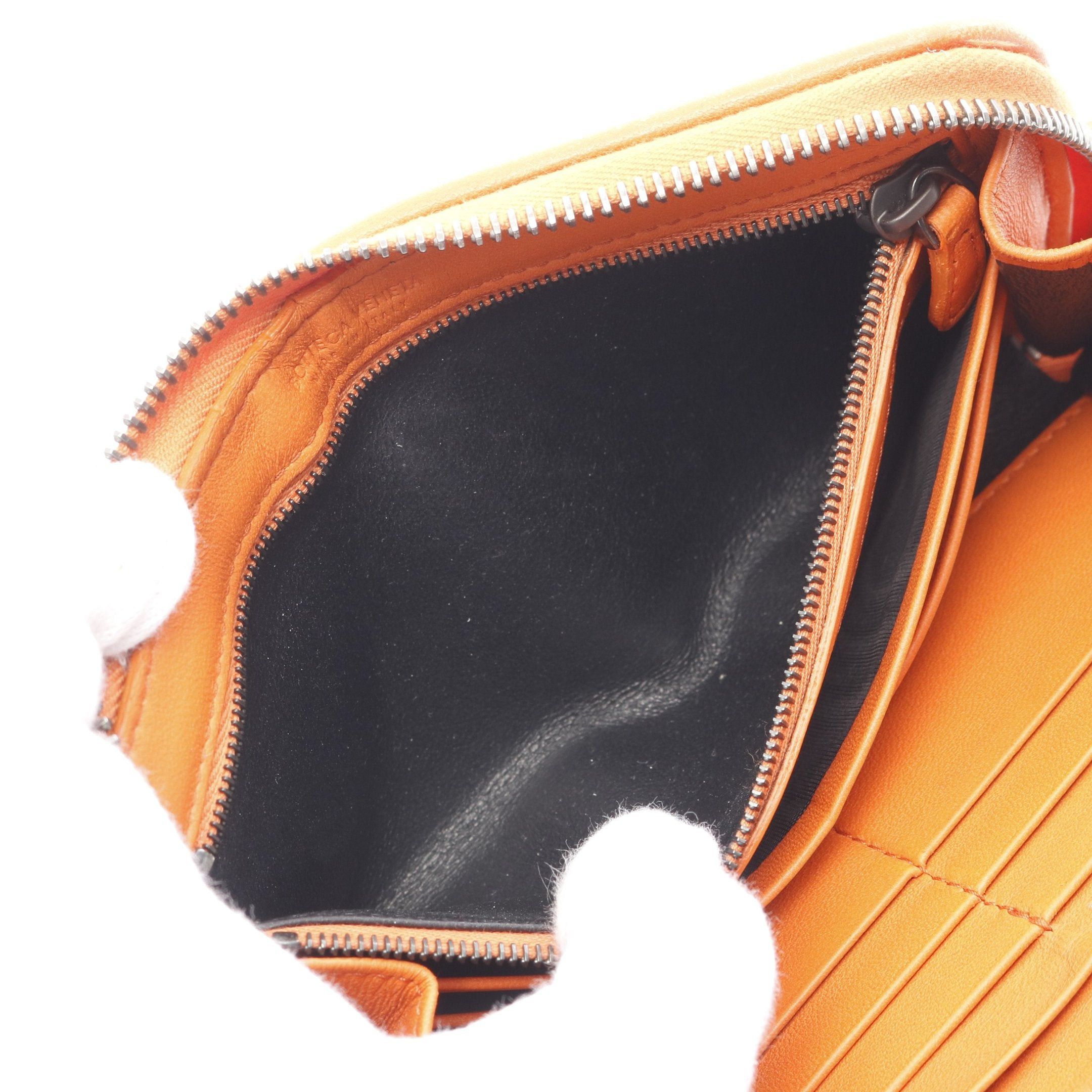 Bottega Veneta Bottega Veneta Intrecciato Round Zipper Long Wallet Leather Orange Size ONE SIZE - 5 Thumbnail