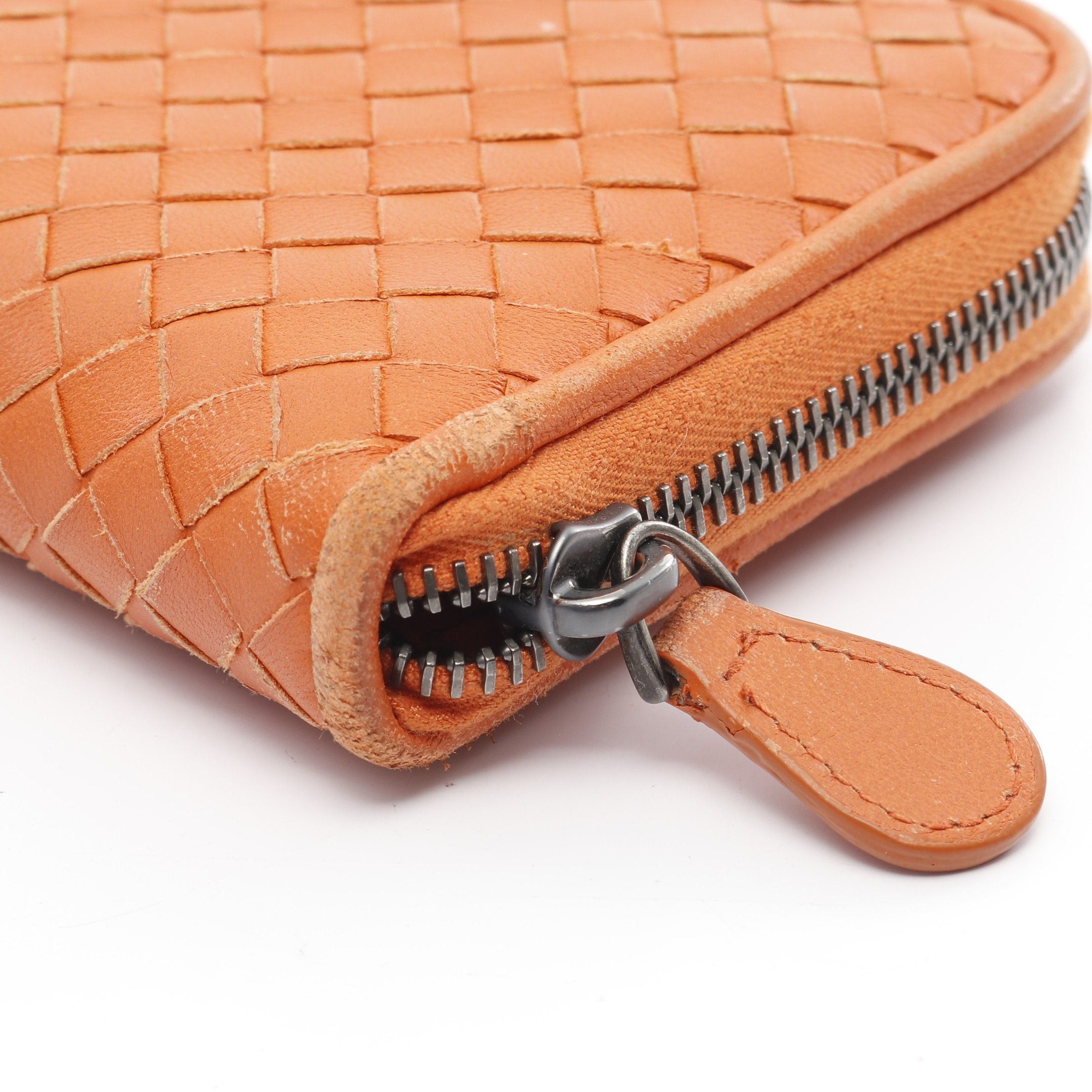 Bottega Veneta Bottega Veneta Intrecciato Round Zipper Long Wallet Leather Orange Size ONE SIZE - 7 Thumbnail