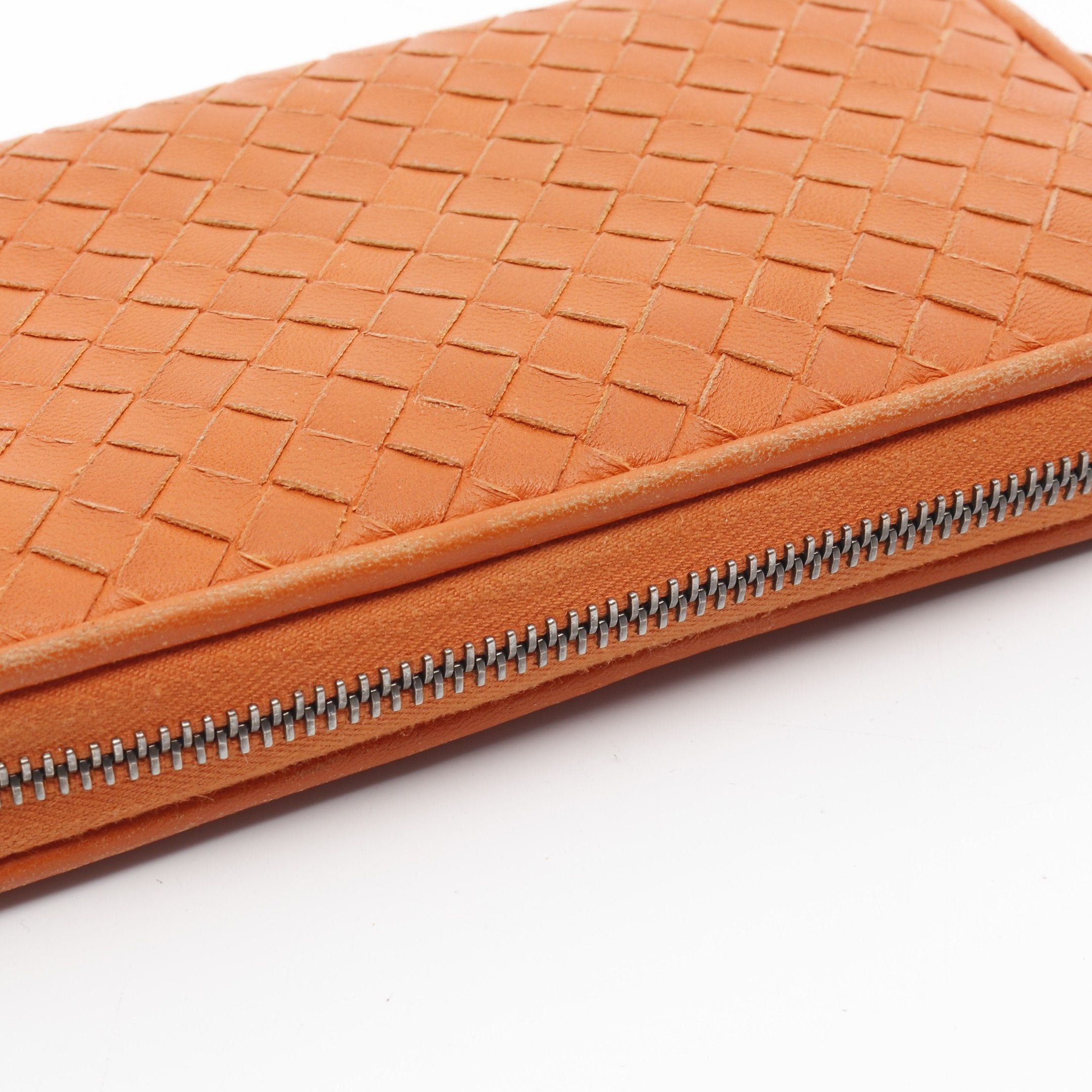 Bottega Veneta Bottega Veneta Intrecciato Round Zipper Long Wallet Leather Orange Size ONE SIZE - 9 Thumbnail