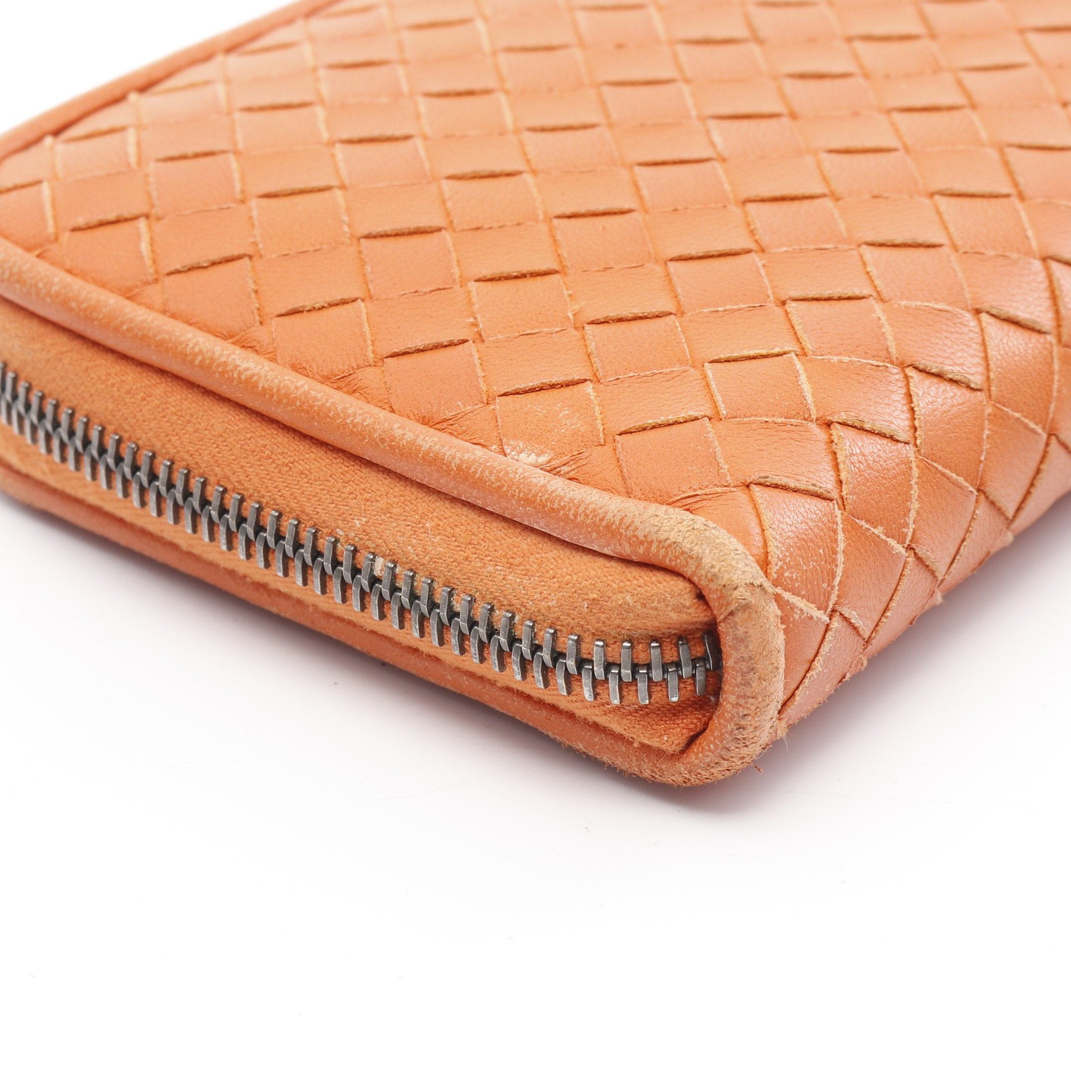 Bottega Veneta Bottega Veneta Intrecciato Round Zipper Long Wallet Leather Orange Size ONE SIZE - 8 Thumbnail
