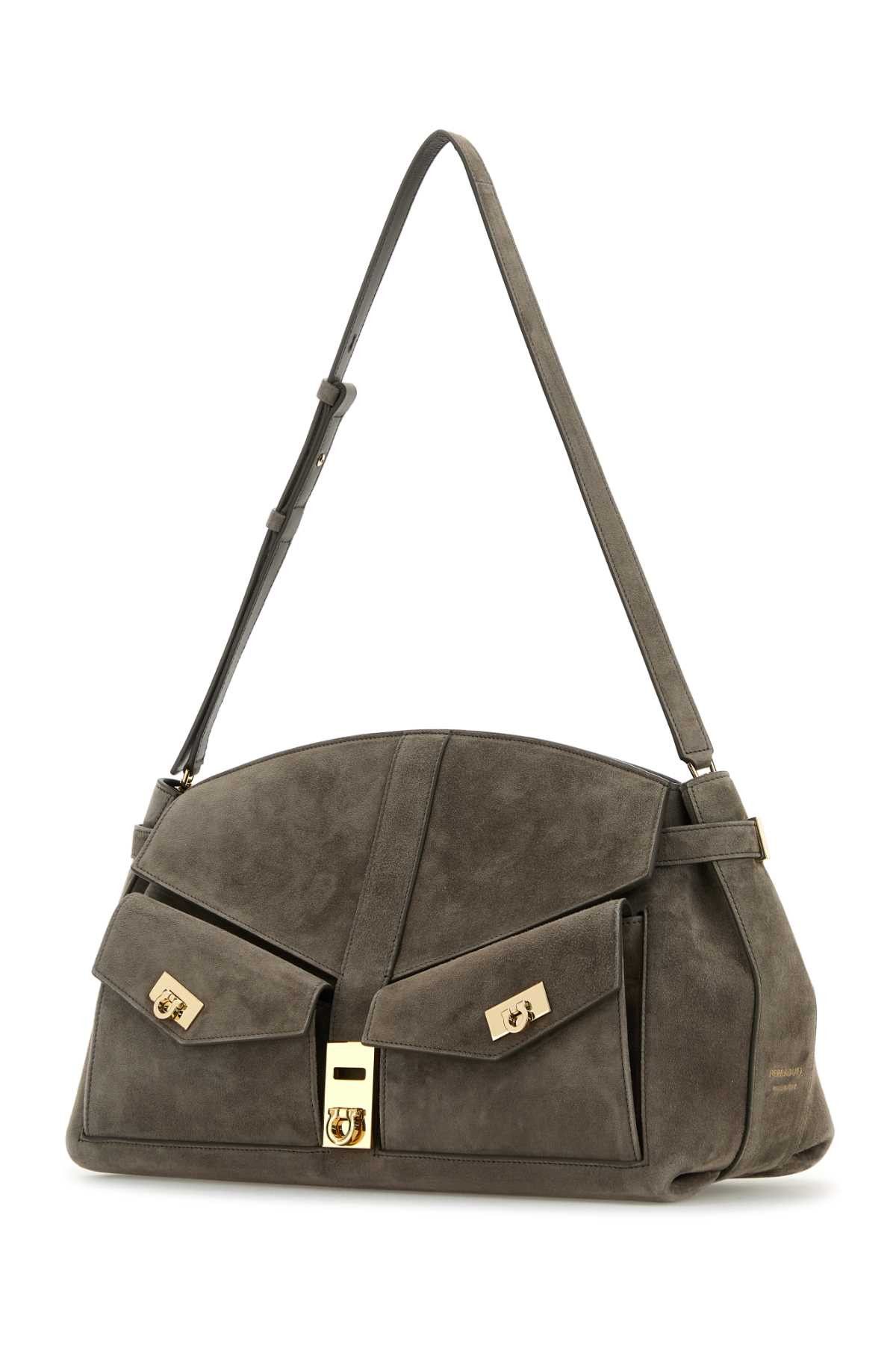 Salvatore Ferragamo Grey Suede Shoulder Bag Size ONE SIZE - 2 Thumbnail